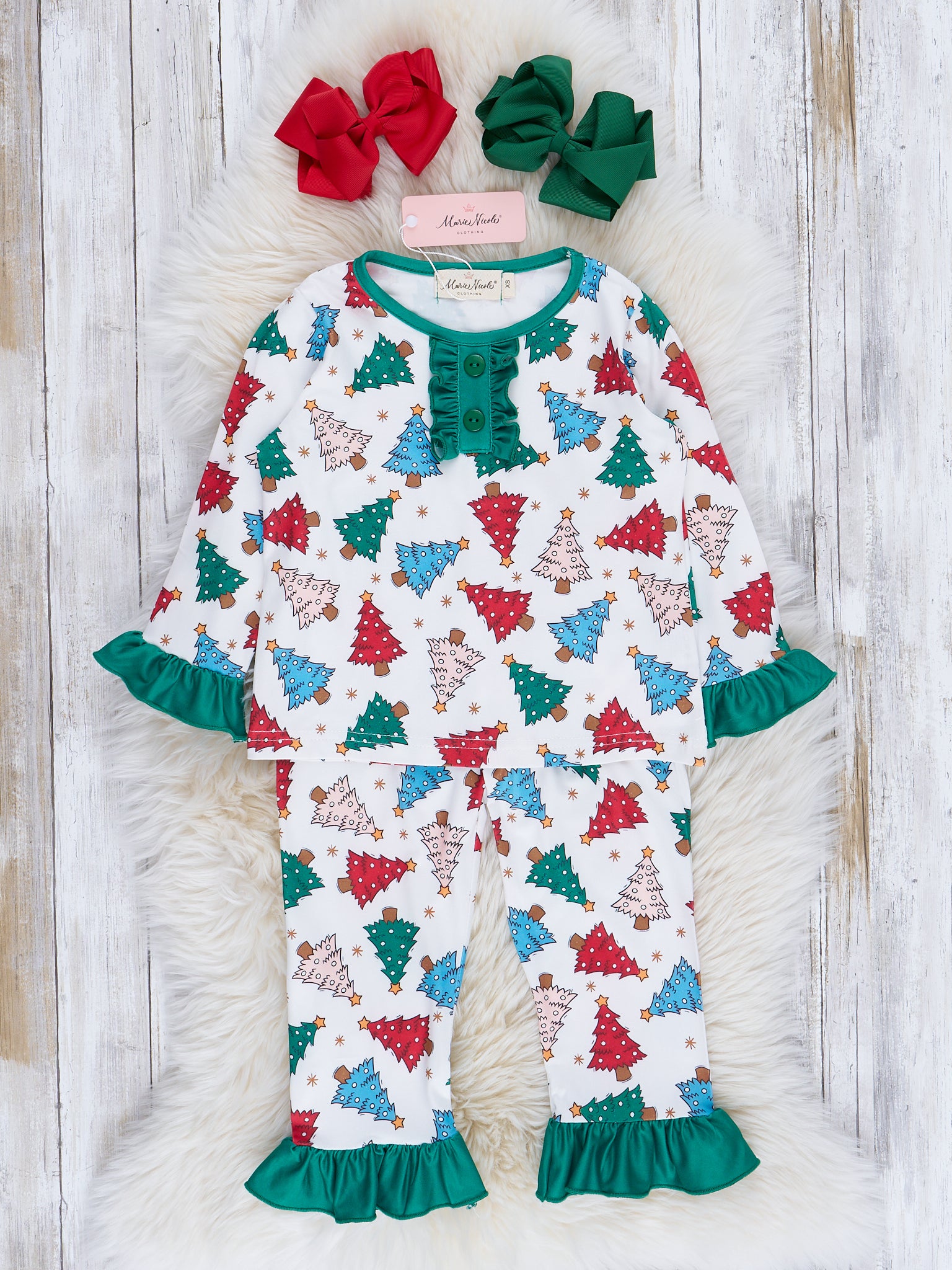 Whimsy Trees & Bright Green Pajamas - Boys & Girls - Marie Nicole Clothing
