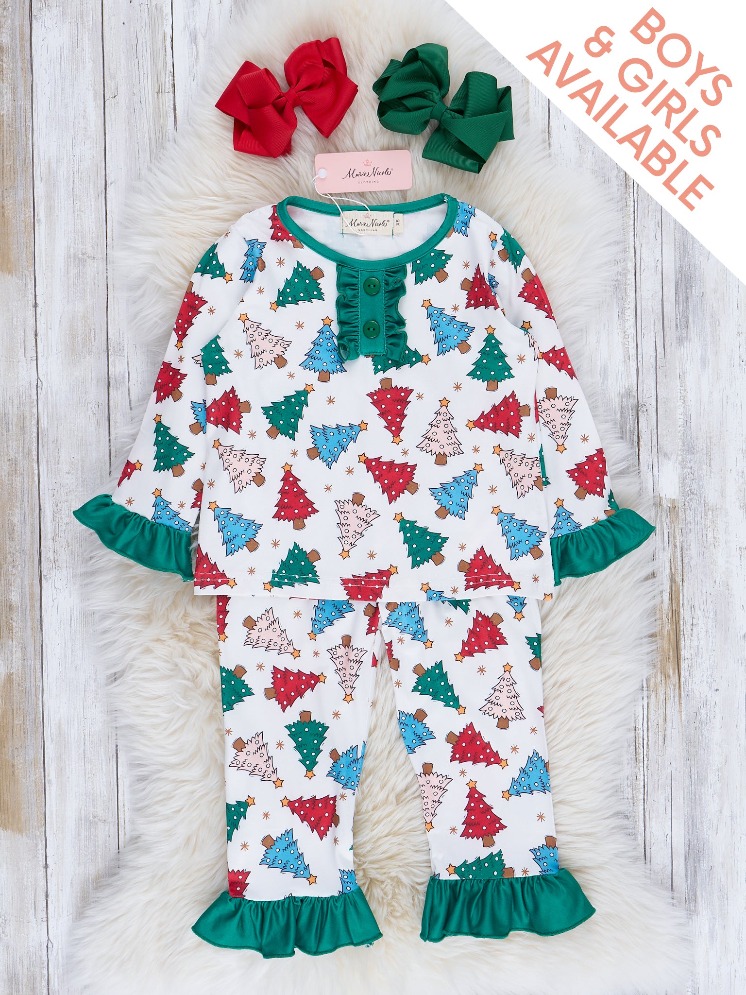 Whimsy Trees & Bright Green Pajamas - Boys & Girls - Marie Nicole Clothing