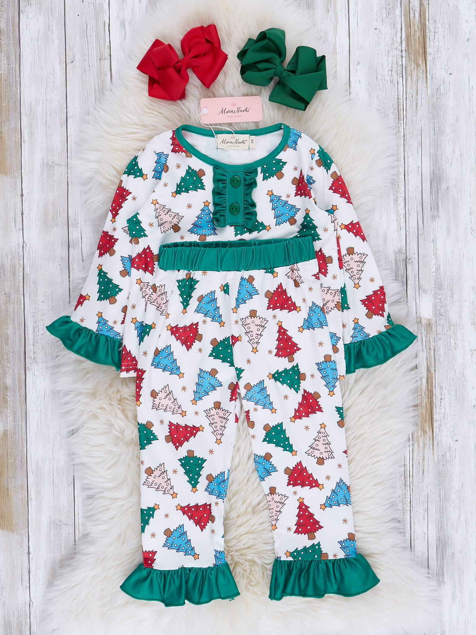 Whimsy Trees & Bright Green Pajamas - Boys & Girls - Marie Nicole Clothing