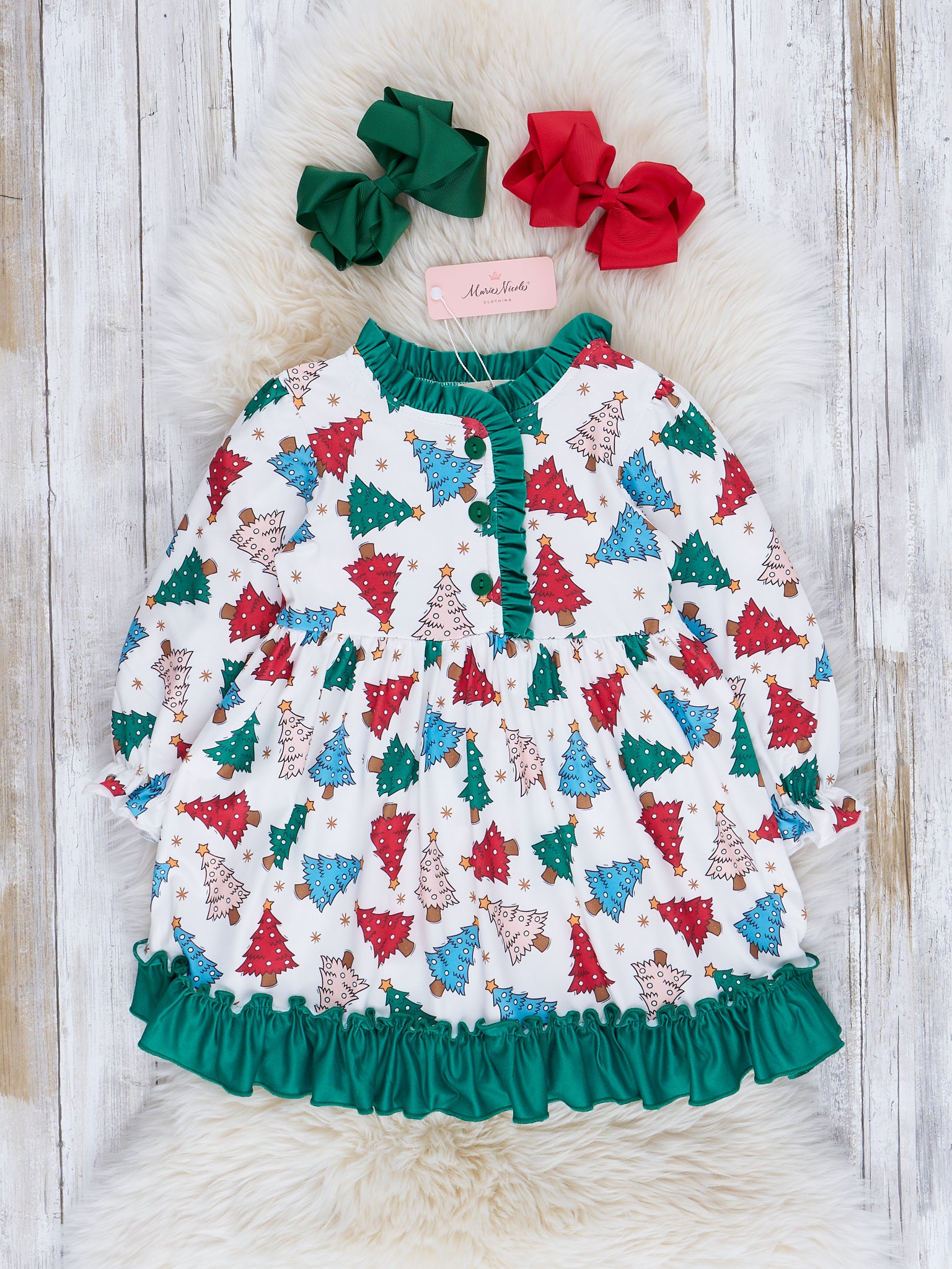 Whimsy Trees & Bright Green Night Gown - Marie Nicole Clothing