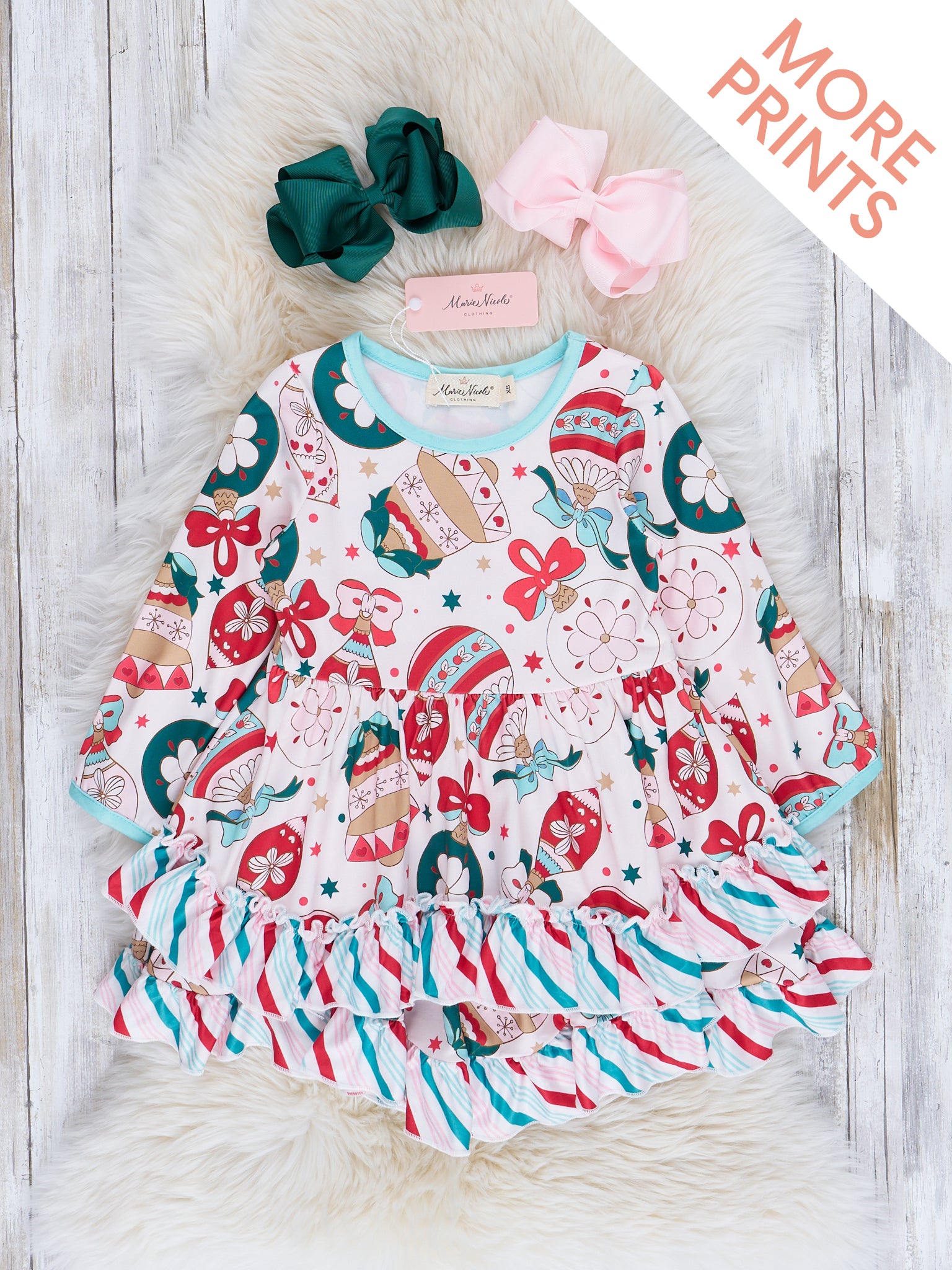 Happiest Holidays Tiered Ruffle Dress - Marie Nicole Clothing