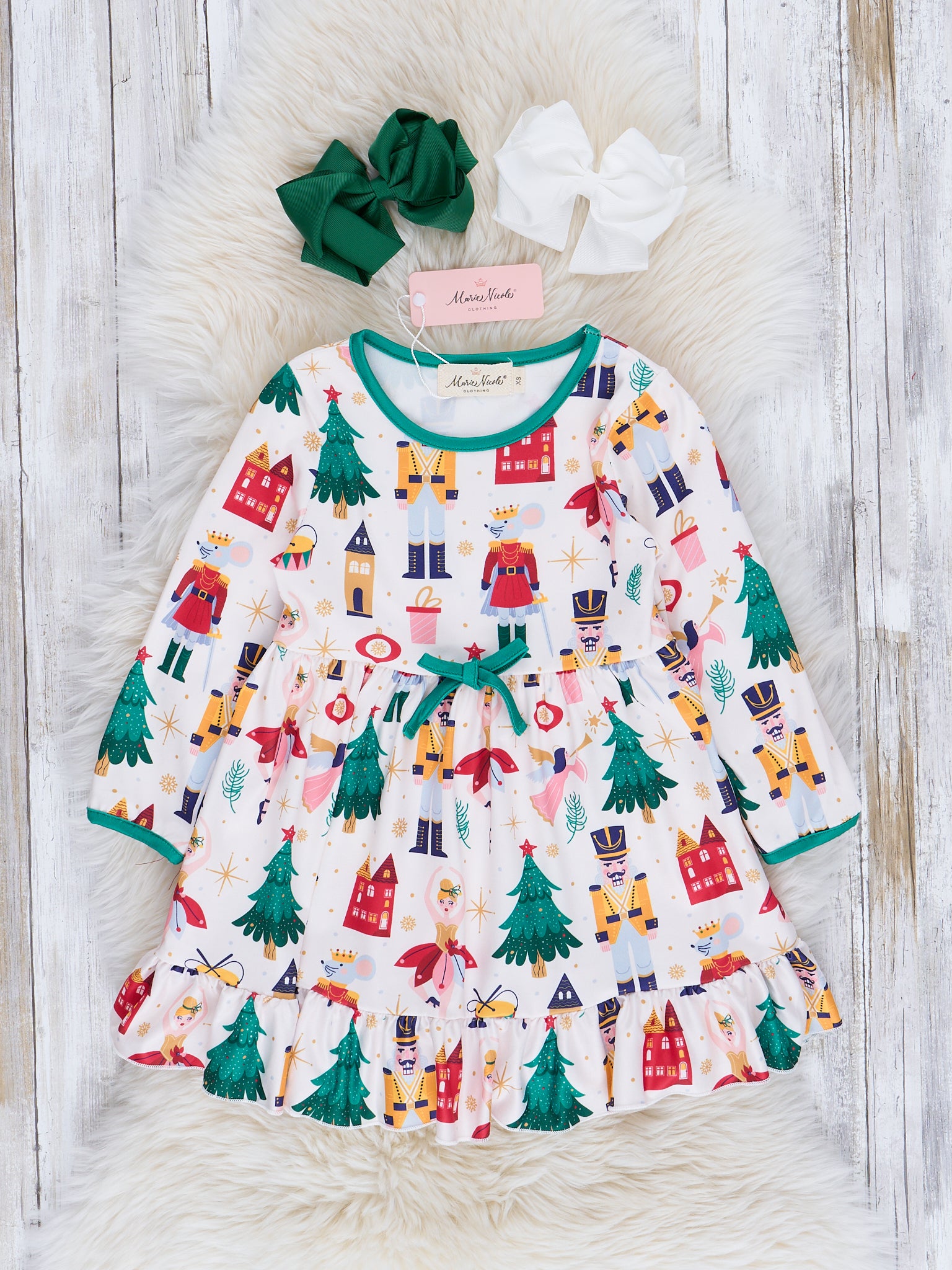 Whimsy Trees & Nutcracker Ruffle Dress - Marie Nicole Clothing