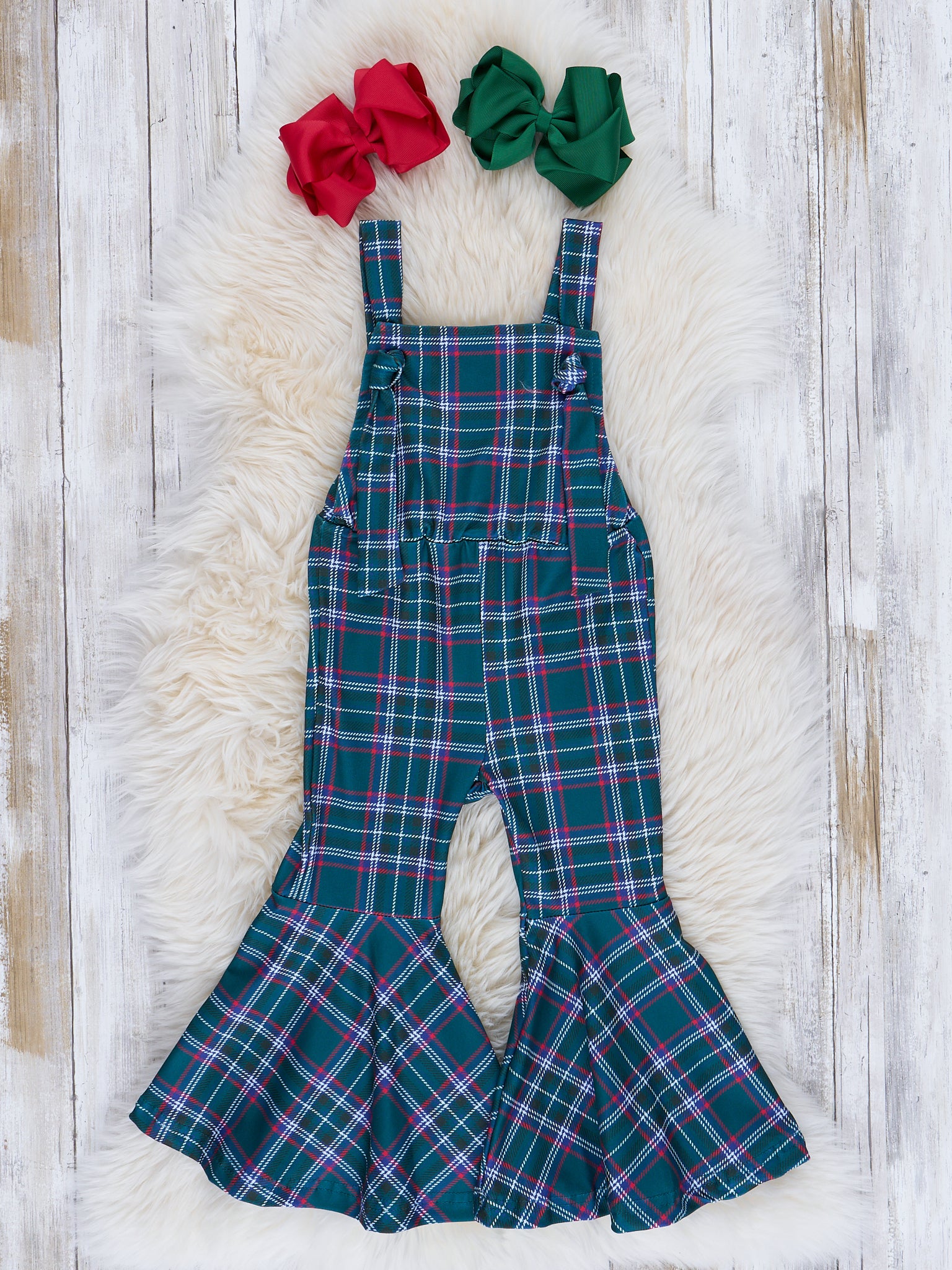 Ribbed Puff Sleeves Bell Bottom Overalls Set - Marie Nicole Clothing