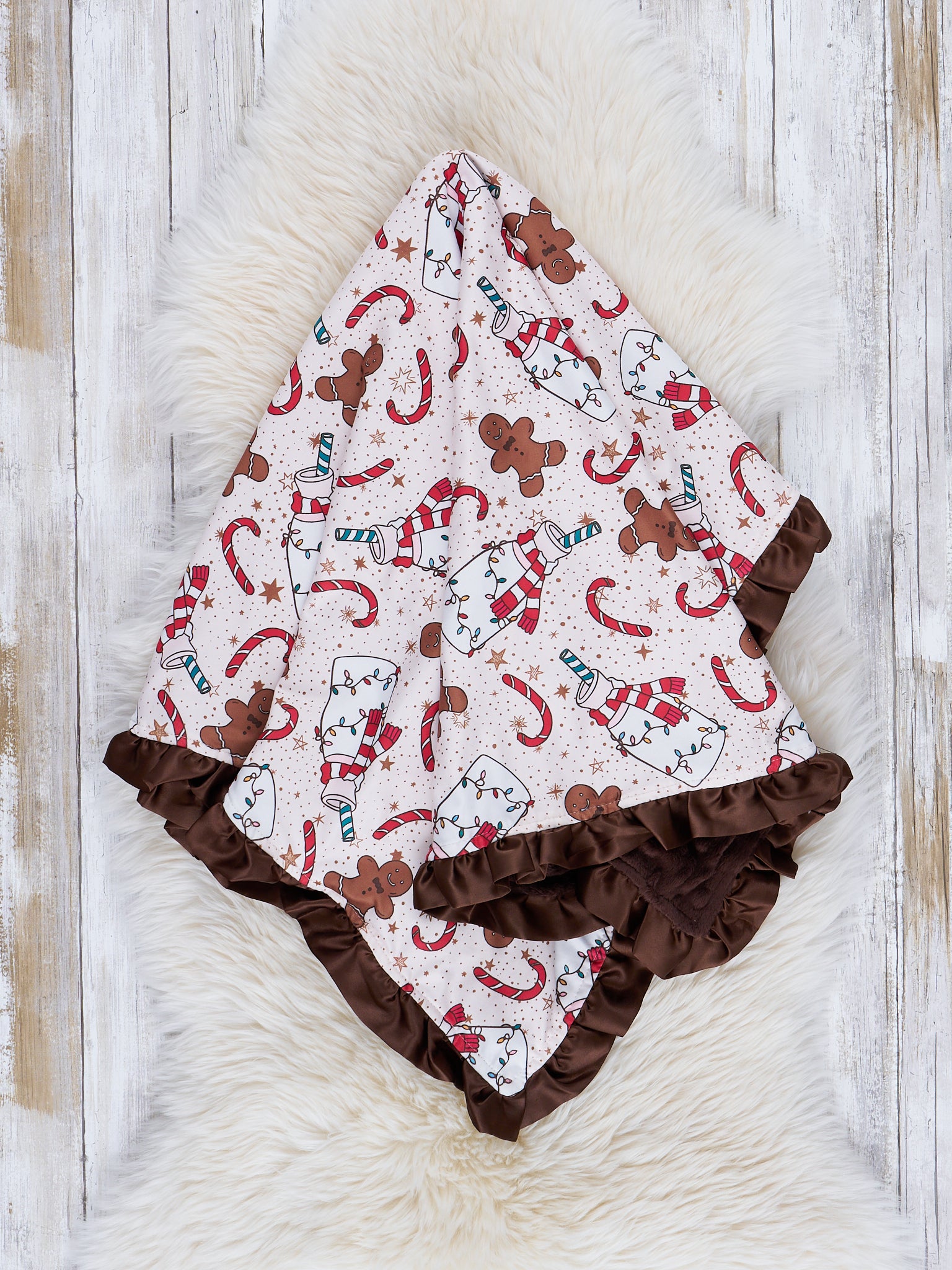 Brown Milk & Gingerbread Cookies Minky Blanket - Marie Nicole Clothing