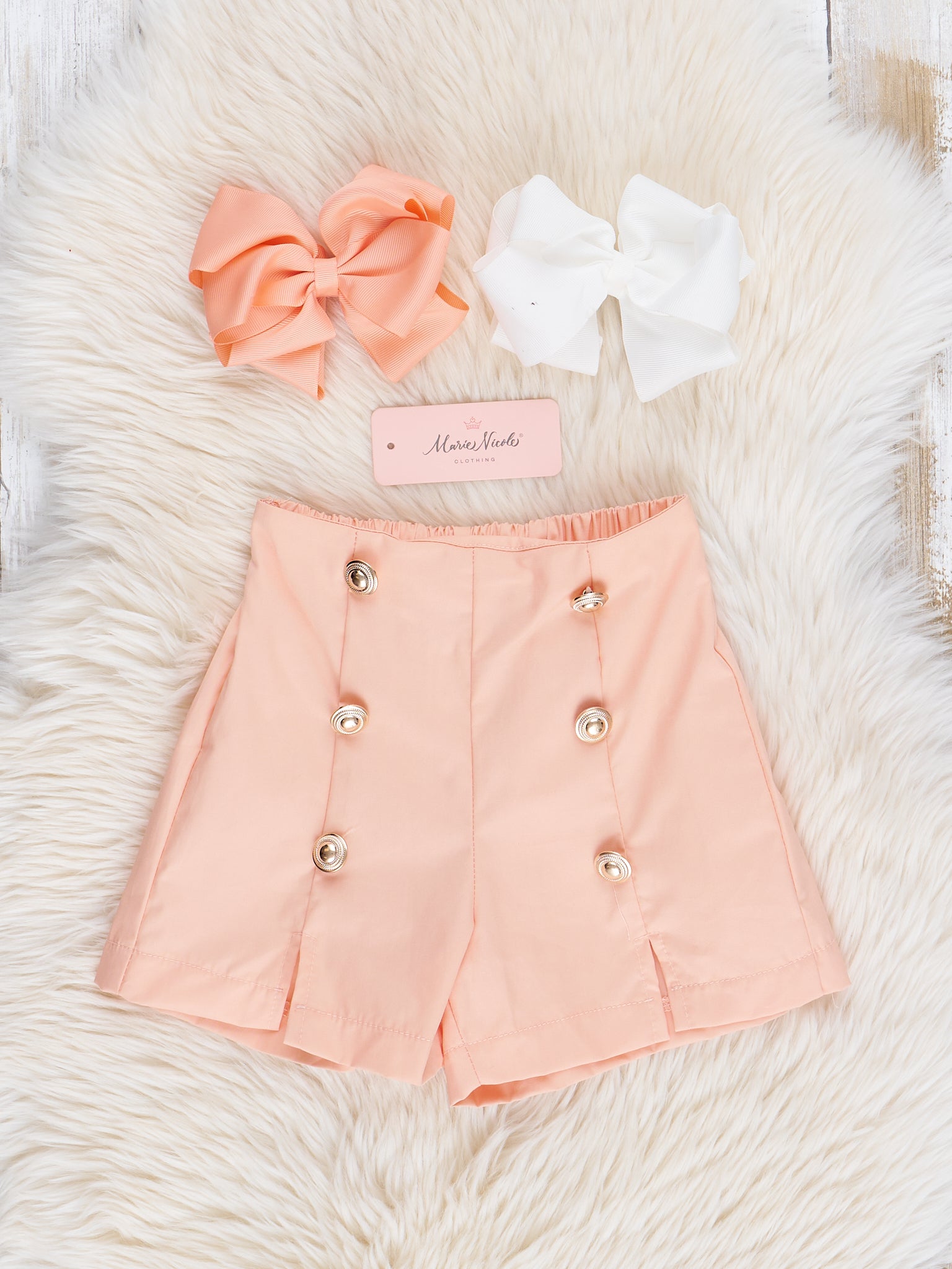 Peach & Blue Floral Sailor Shorts Outfit - Marie Nicole Clothing