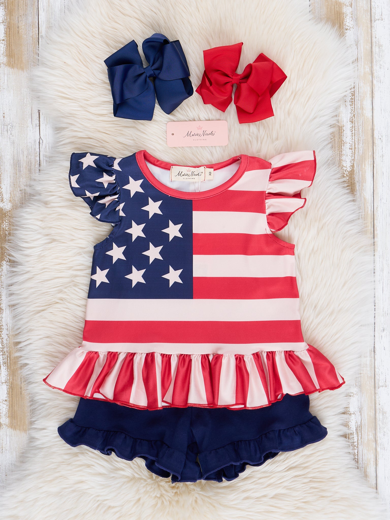 American Flag Ruffle Outfit - Marie Nicole Clothing