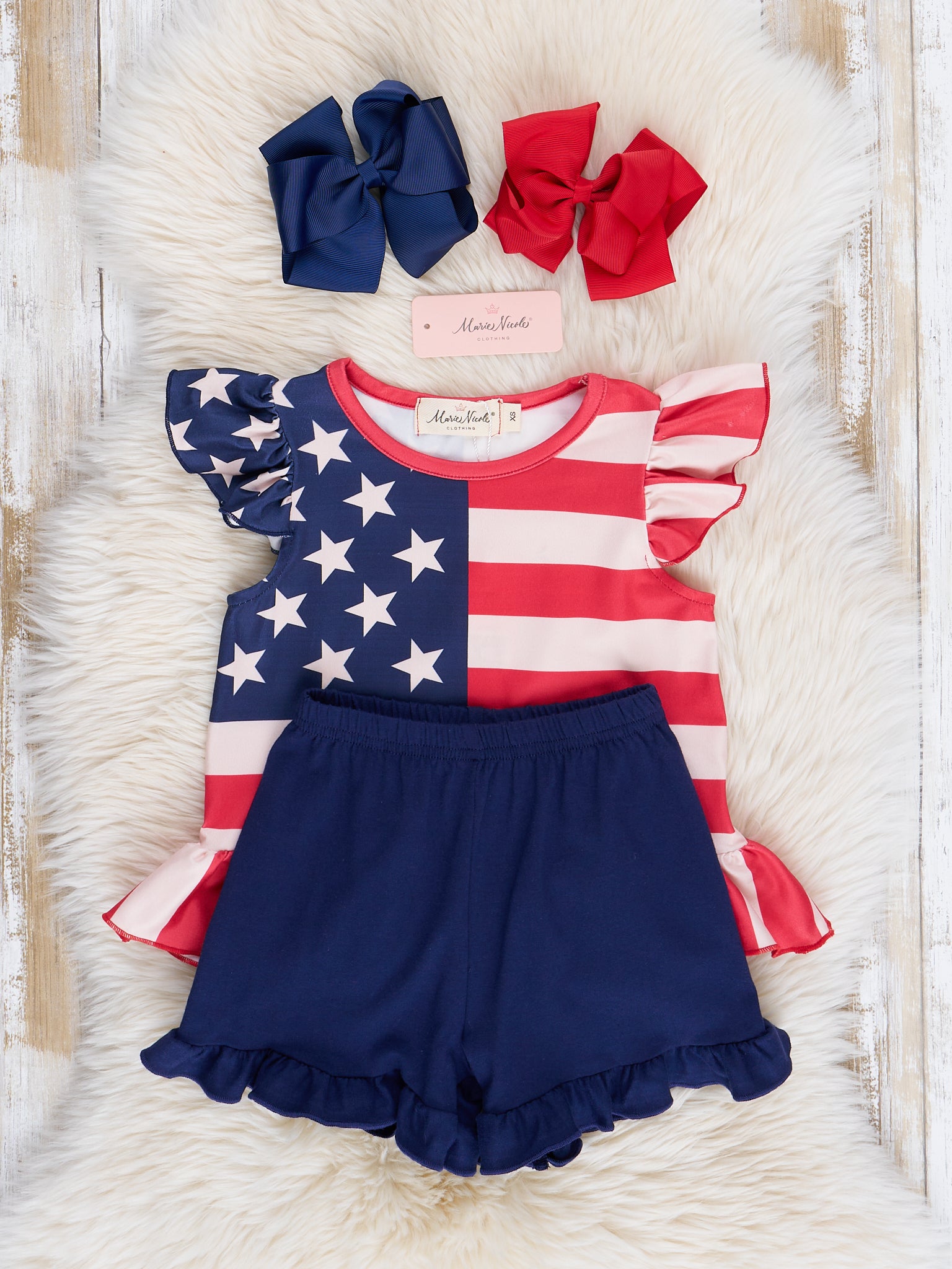 American Flag Ruffle Outfit - Marie Nicole Clothing