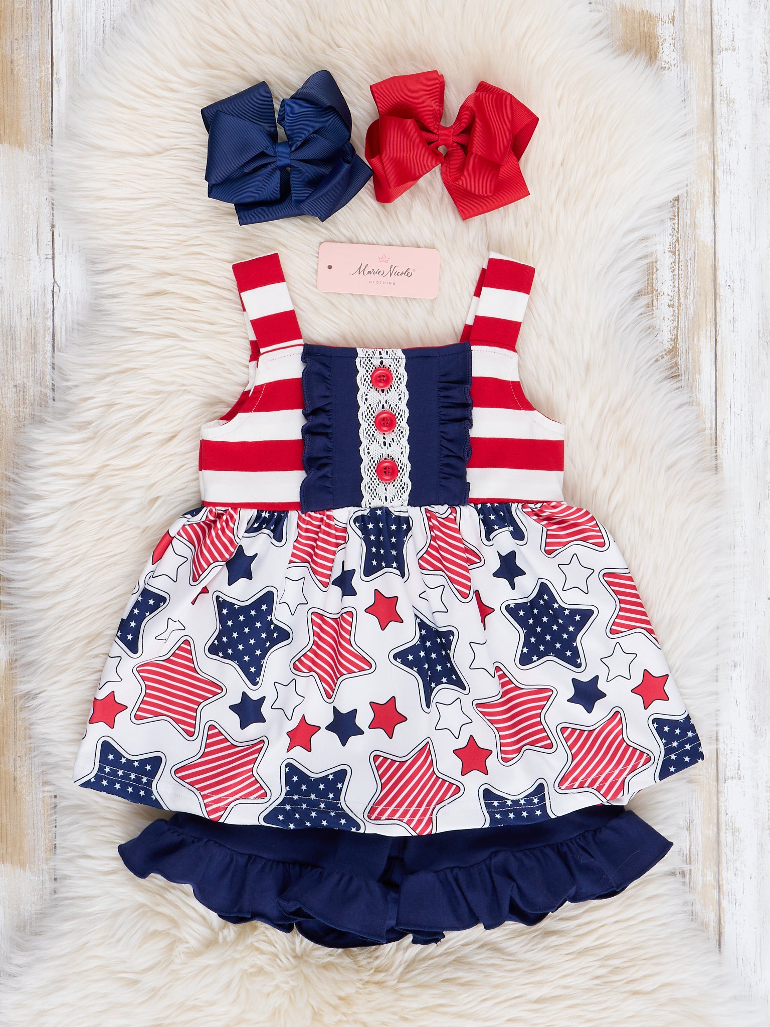 Stars & Stripes Ruffle Outfit - Marie Nicole Clothing