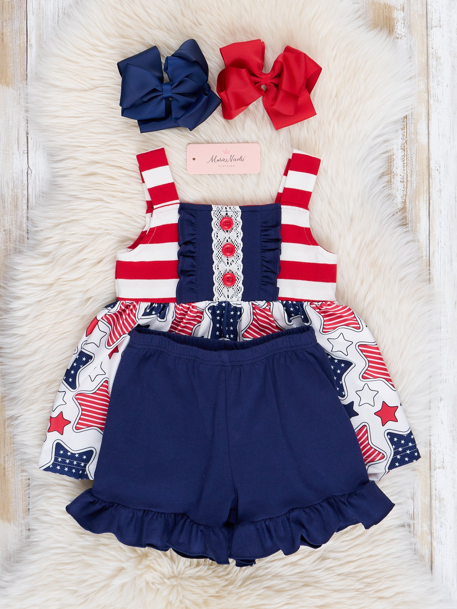 Stars & Stripes Ruffle Outfit - Marie Nicole Clothing