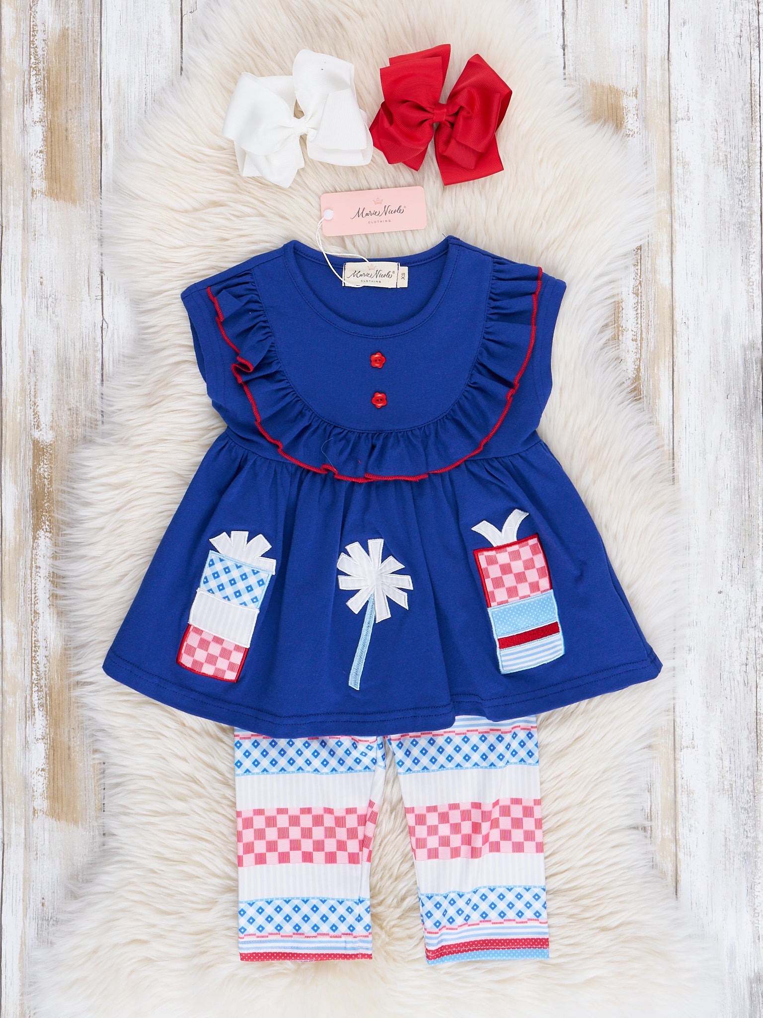 Patriotic Party Ruffle Outfit - Marie Nicole Clothing