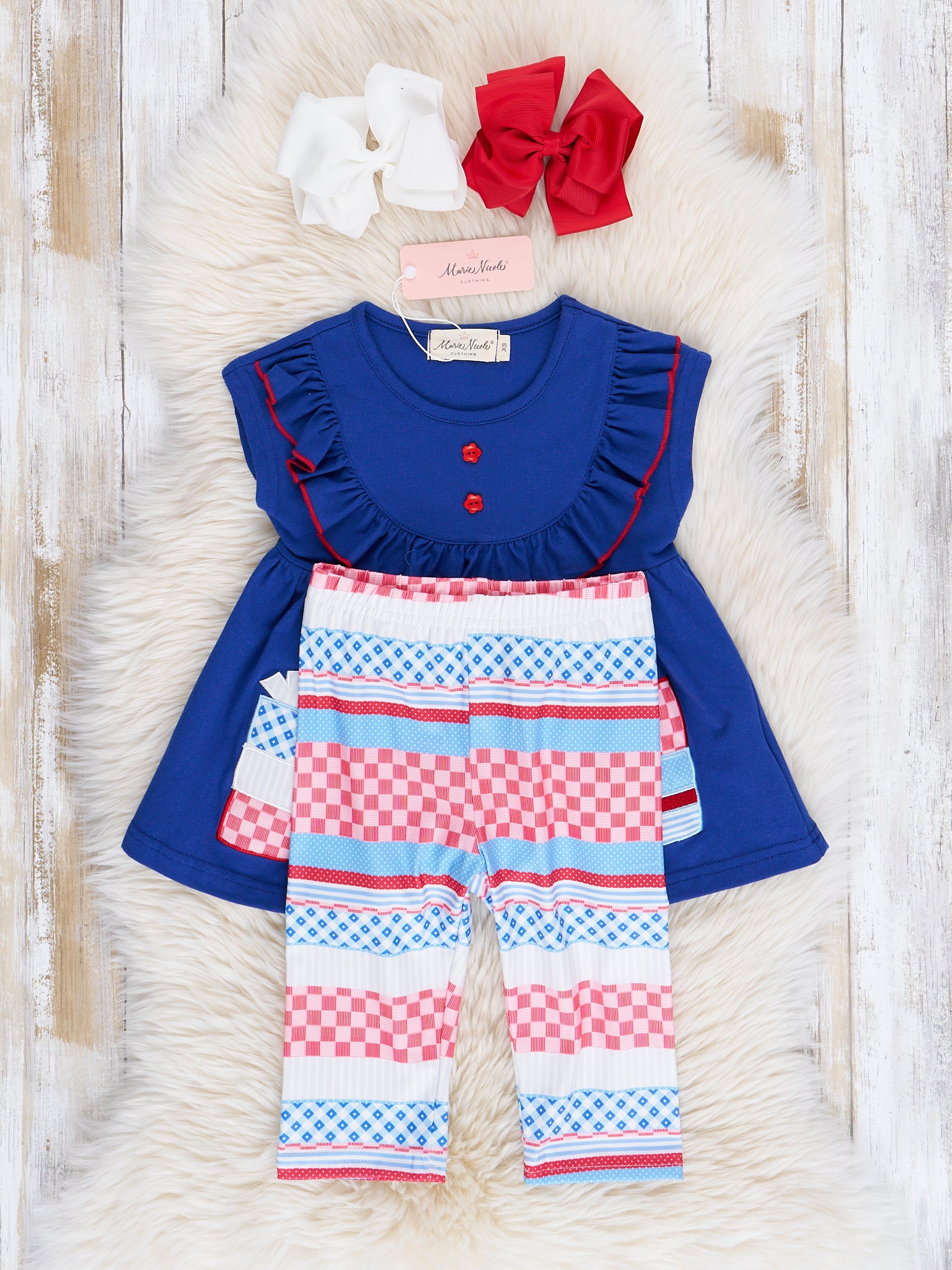 Patriotic Party Ruffle Outfit - Marie Nicole Clothing