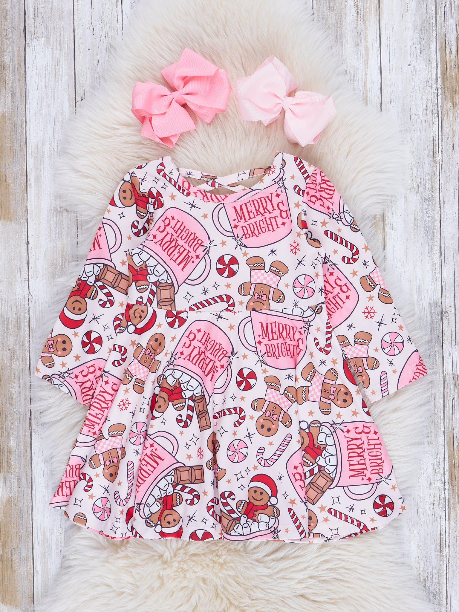 Pink & White Merry & Bright Sweets Swing Dress - Marie Nicole Clothing