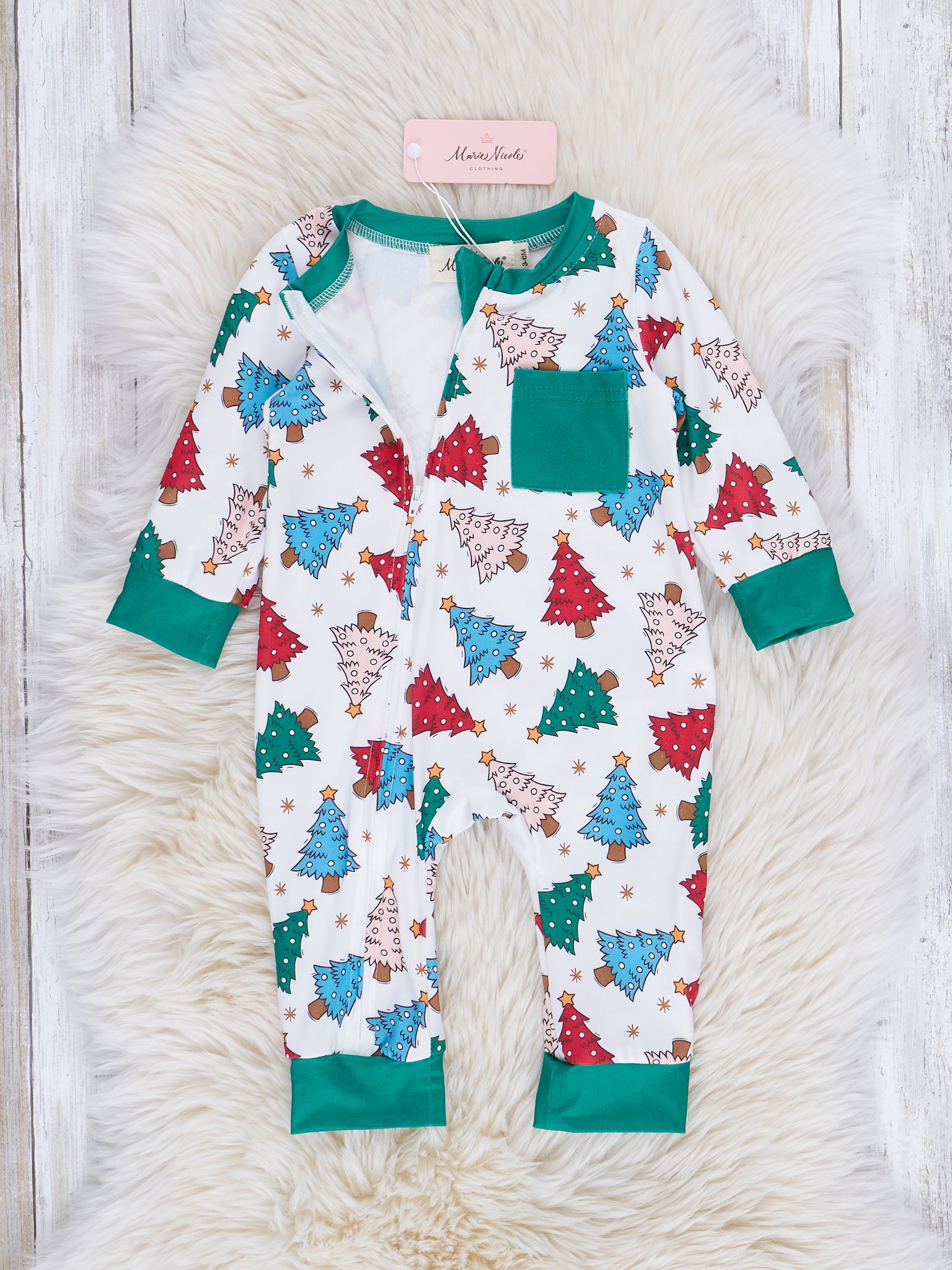 Whimsy Trees & Bright Green Sleeper Pajamas - Marie Nicole Clothing