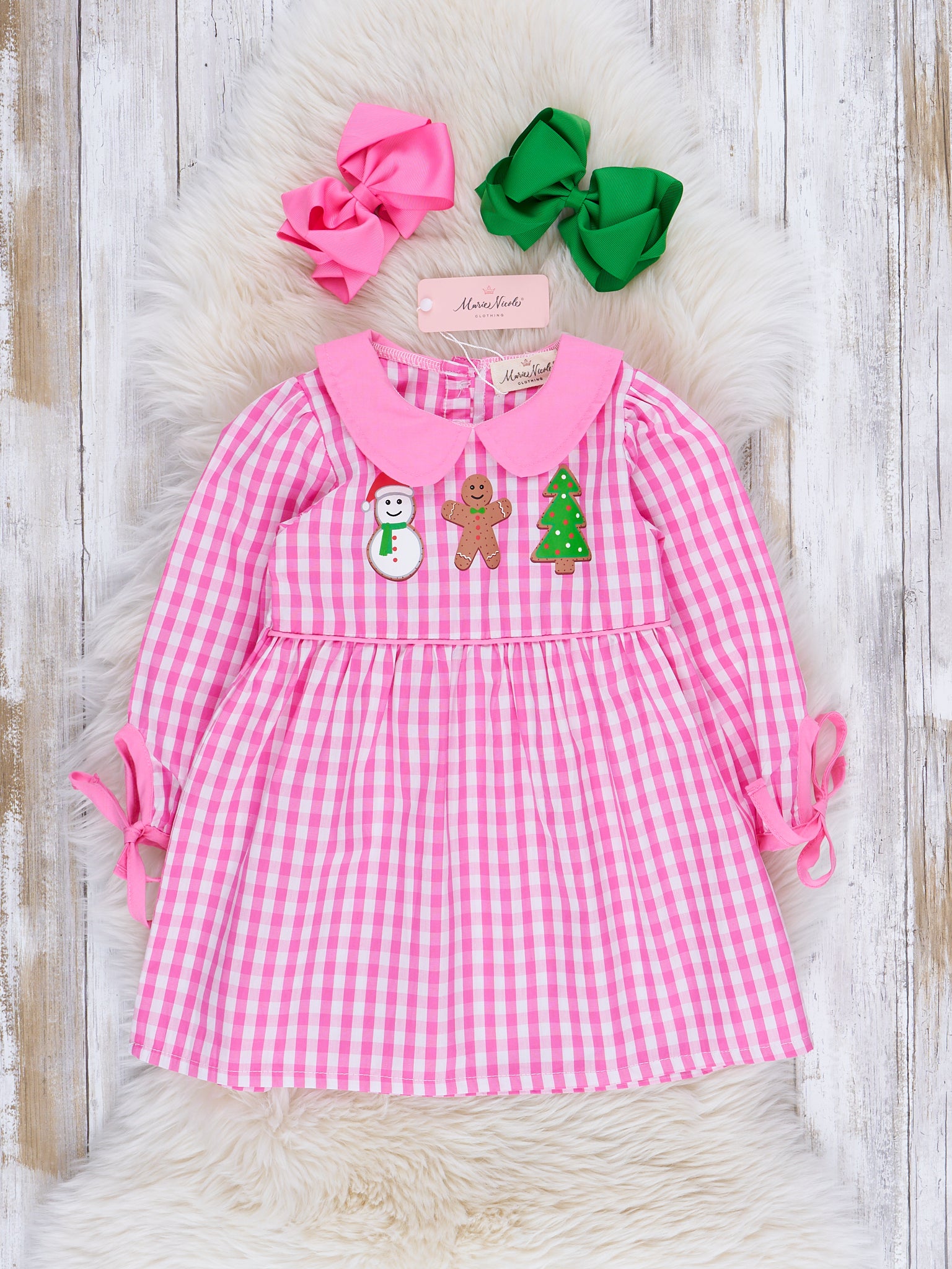 Pink Holiday Fun Gingham Dress - Marie Nicole Clothing