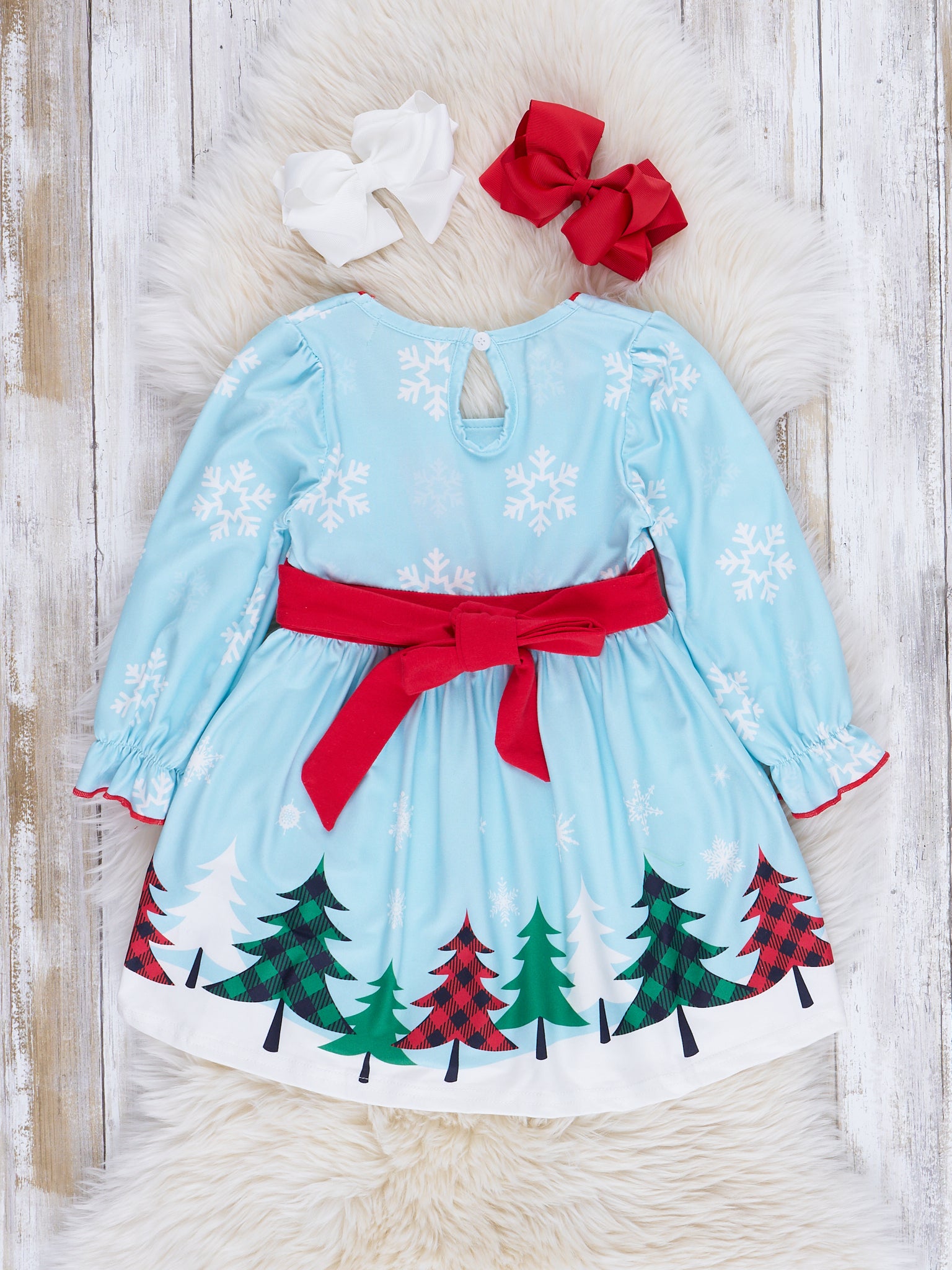 Blue Winter Wonderland Tie - Back Dress - Marie Nicole Clothing