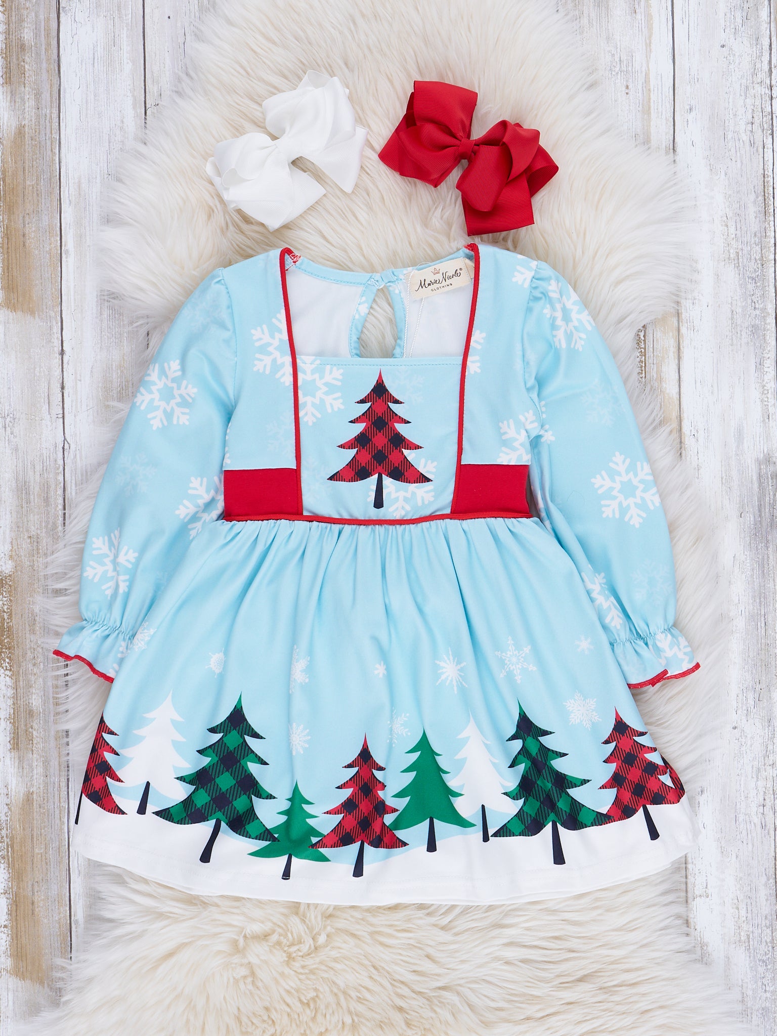 Blue Winter Wonderland Tie - Back Dress - Marie Nicole Clothing