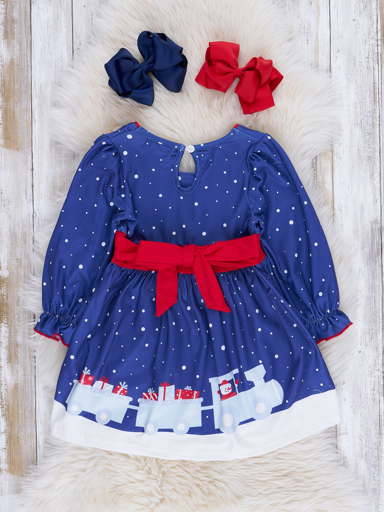 Blue Winter Wonderland Tie - Back Dress - Marie Nicole Clothing