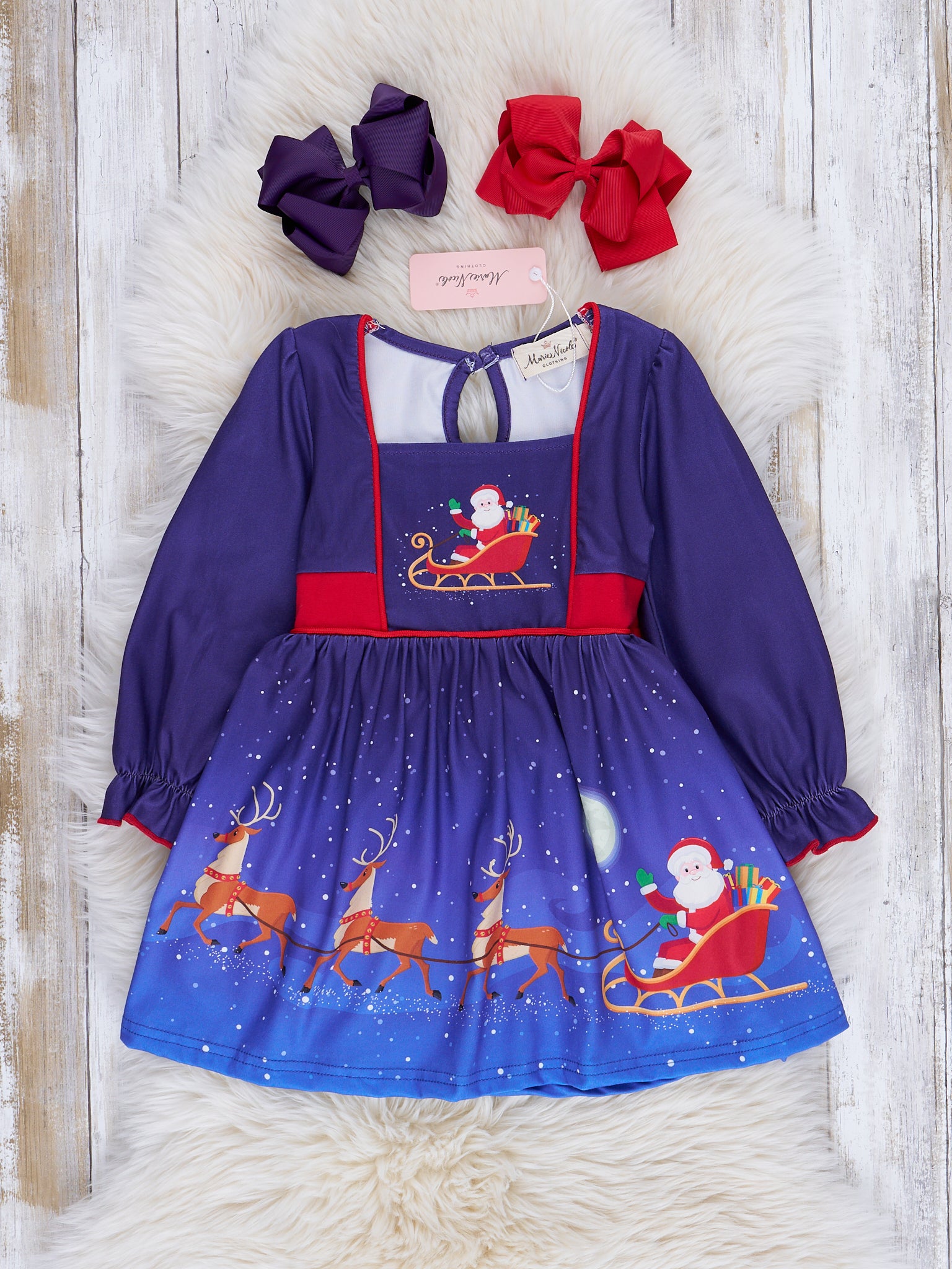 Blue Winter Wonderland Tie - Back Dress - Marie Nicole Clothing