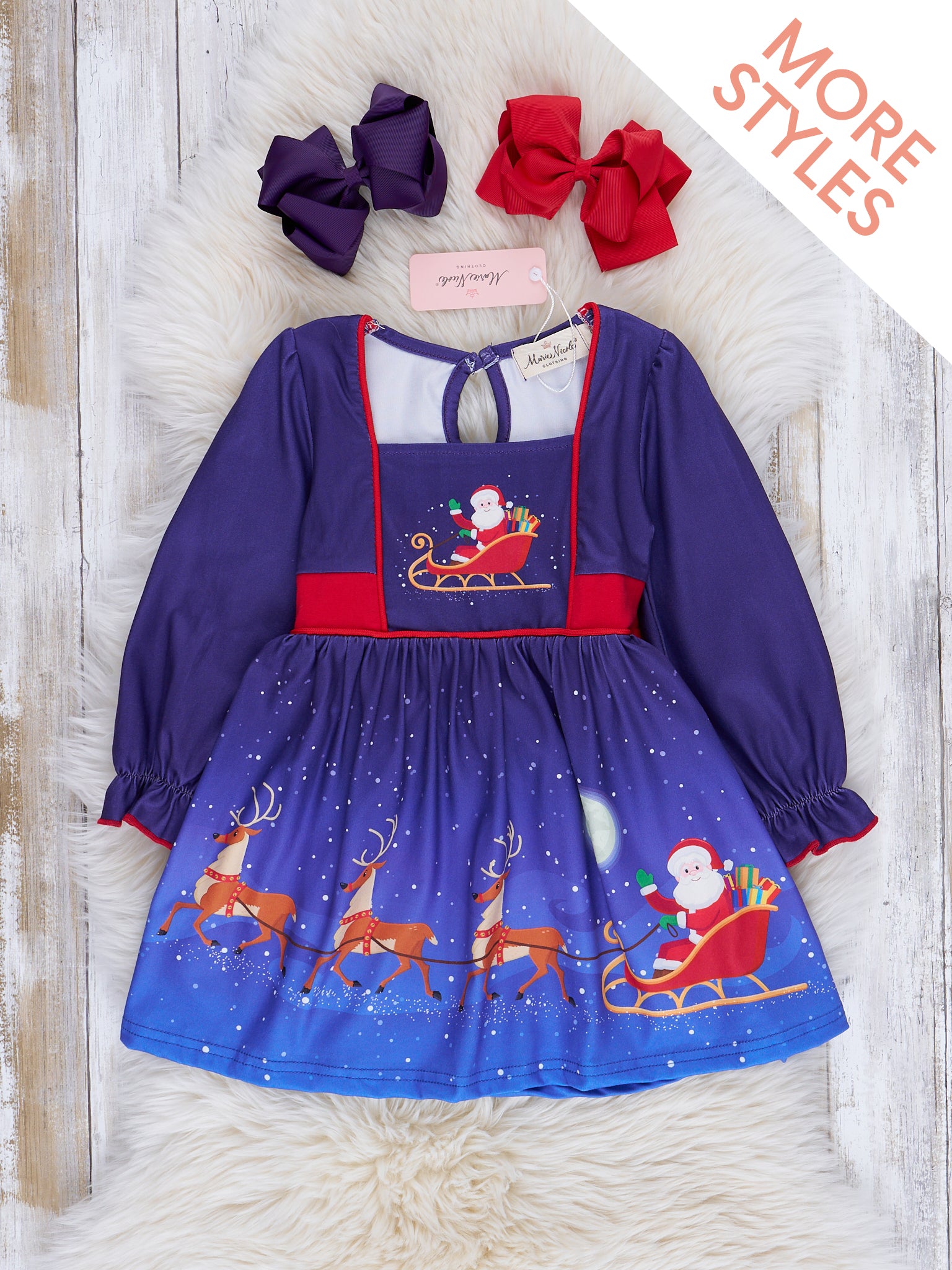 Blue Winter Wonderland Tie - Back Dress - Marie Nicole Clothing