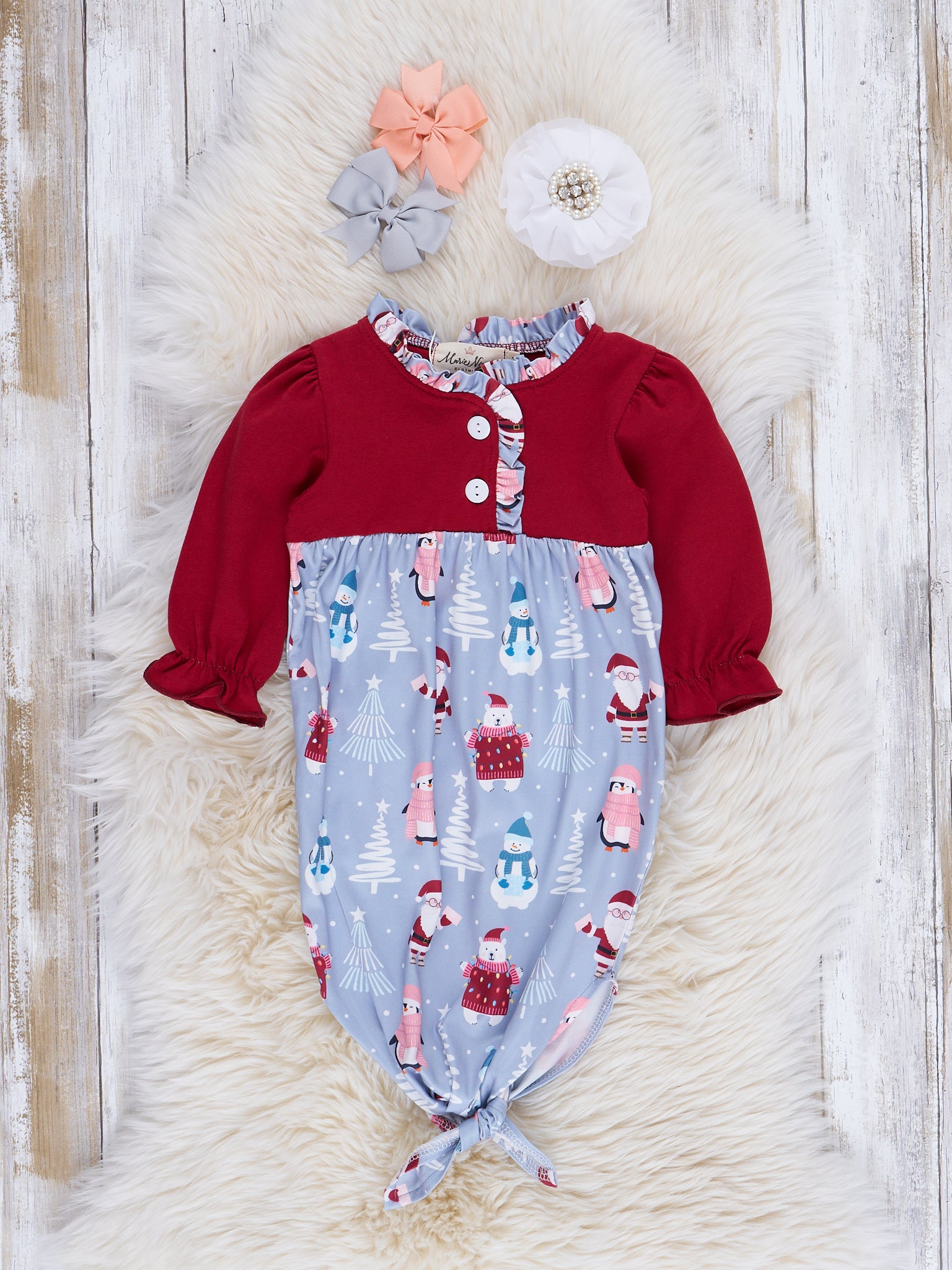 Red & Chambray North Pole Knot Gown - Marie Nicole Clothing