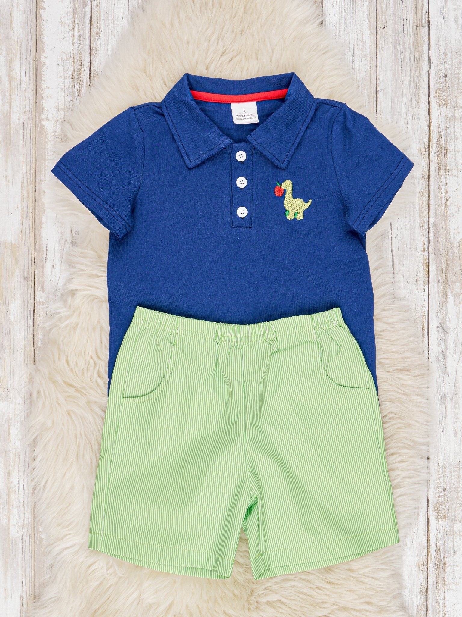 Navy Dino Polo Outfit - Marie Nicole Clothing