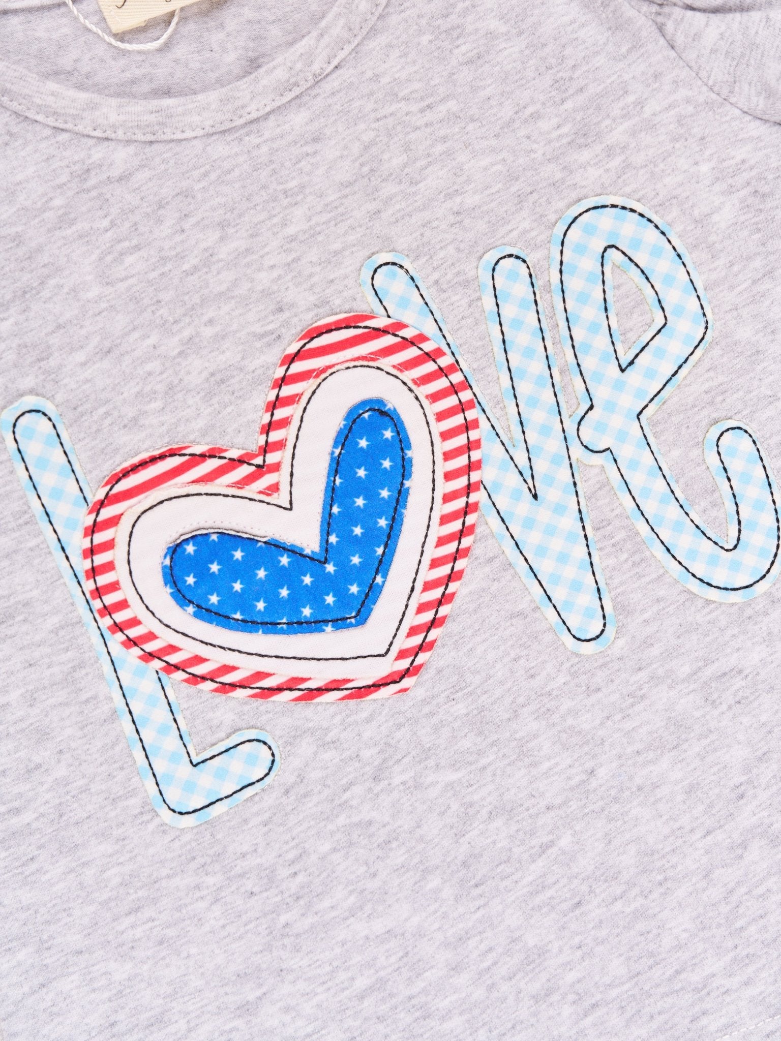 Patriotic "LOVE" Ruffle Romper - Marie Nicole Clothing