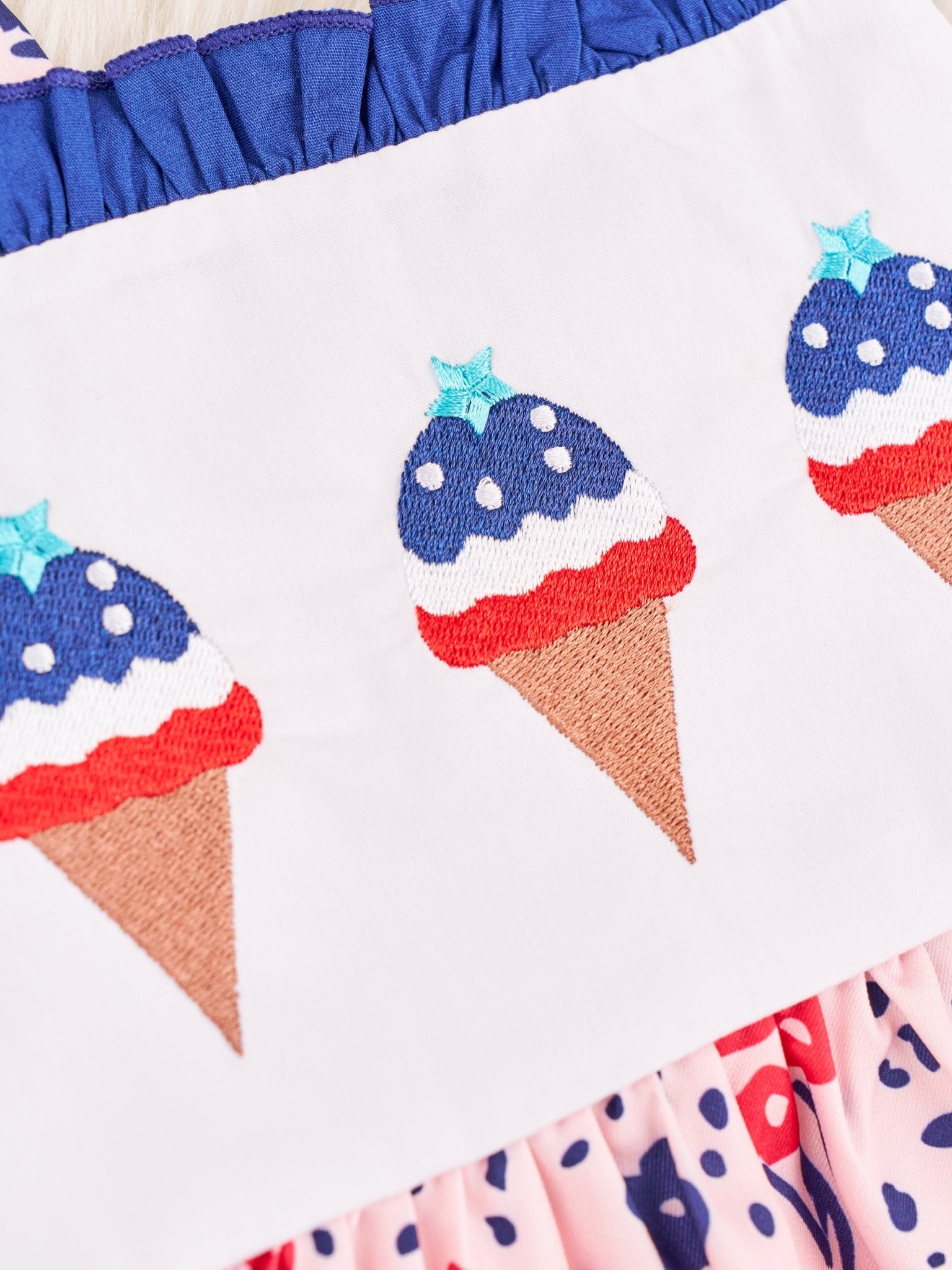 Patriotic Ice Cream Ruffle Dress - Marie Nicole Clothing