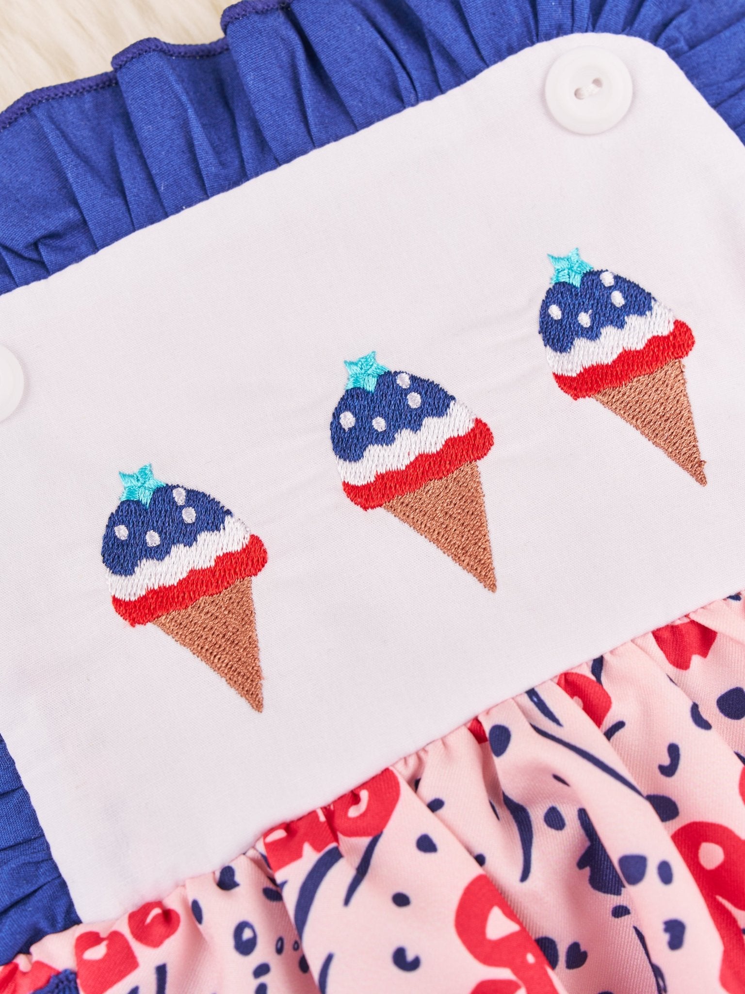 Patriotic Ice Cream Ruffle Bubble Romper - Marie Nicole Clothing