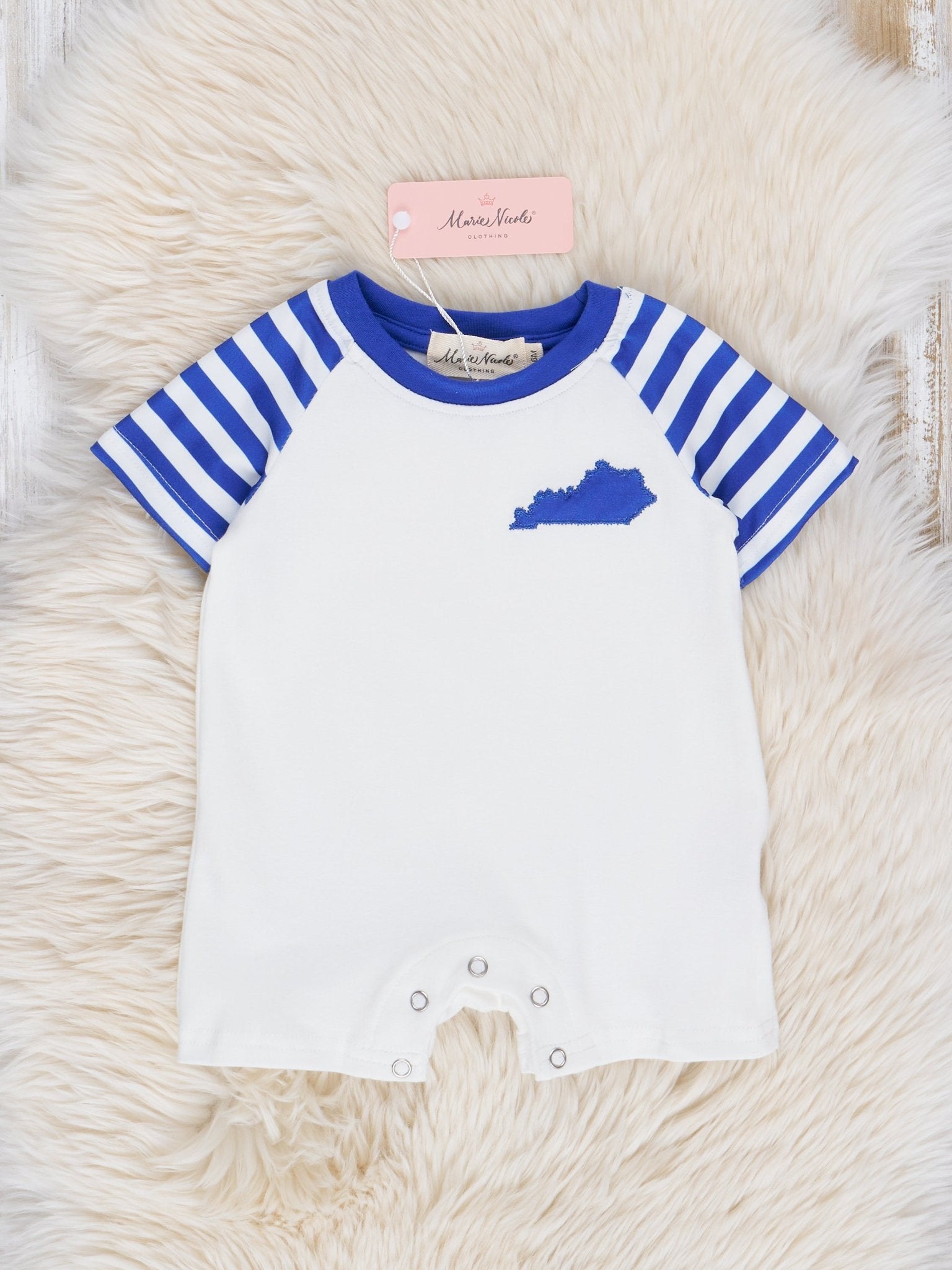 KY Blue Striped Romper - Marie Nicole Clothing