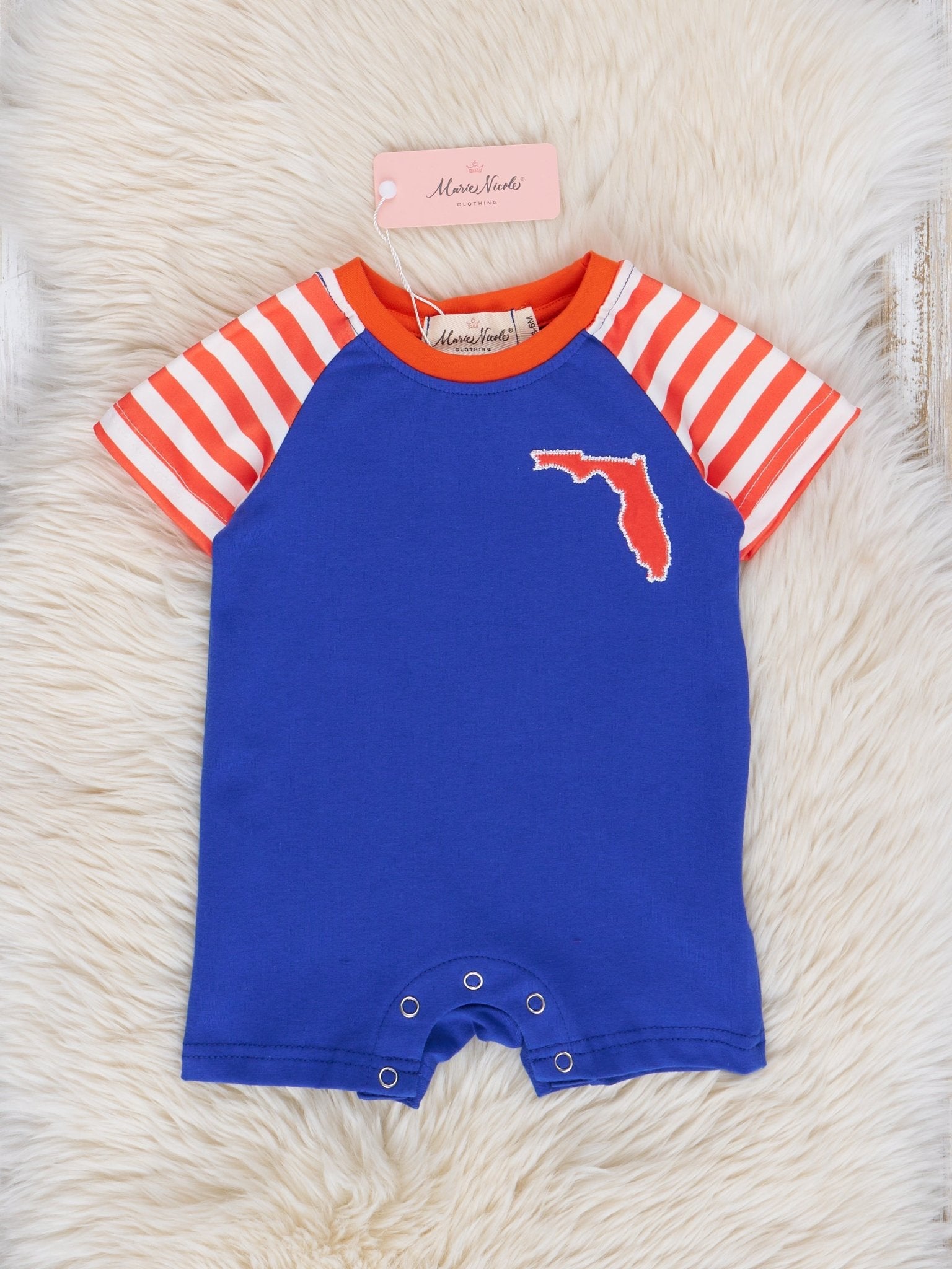 FL Blue Striped Romper - Marie Nicole Clothing
