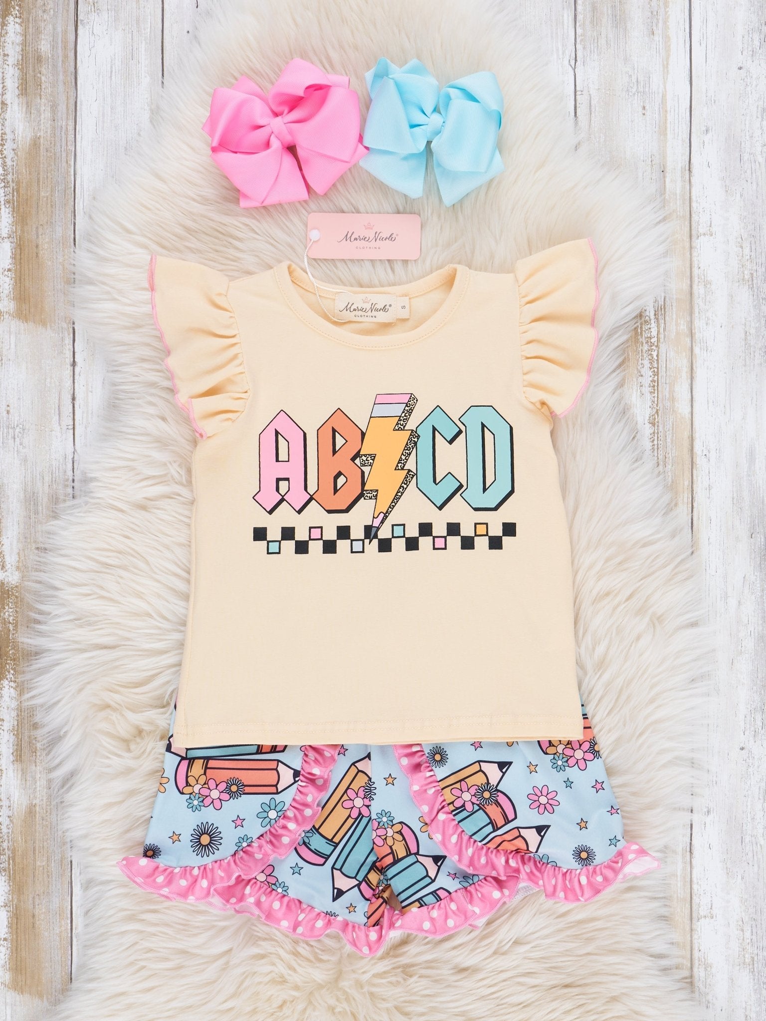 "ABCD" Highway to School Ruffle Outfit - Marie Nicole Clothing