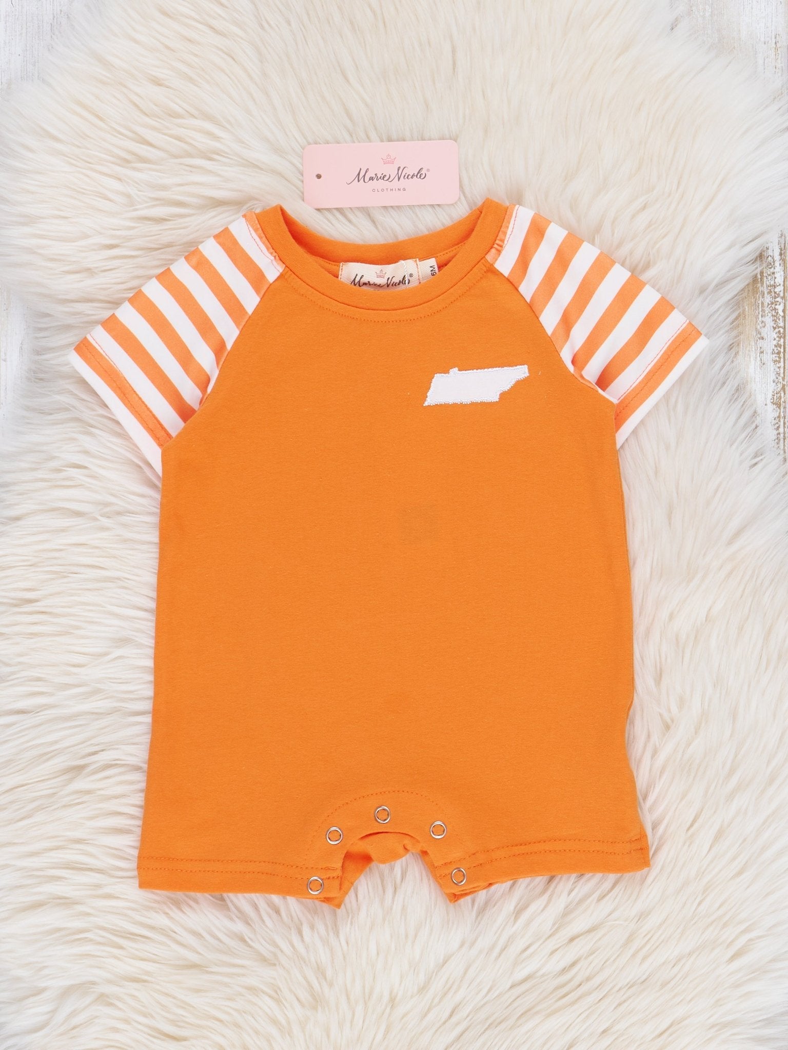 TN Orange Striped Romper - Marie Nicole Clothing