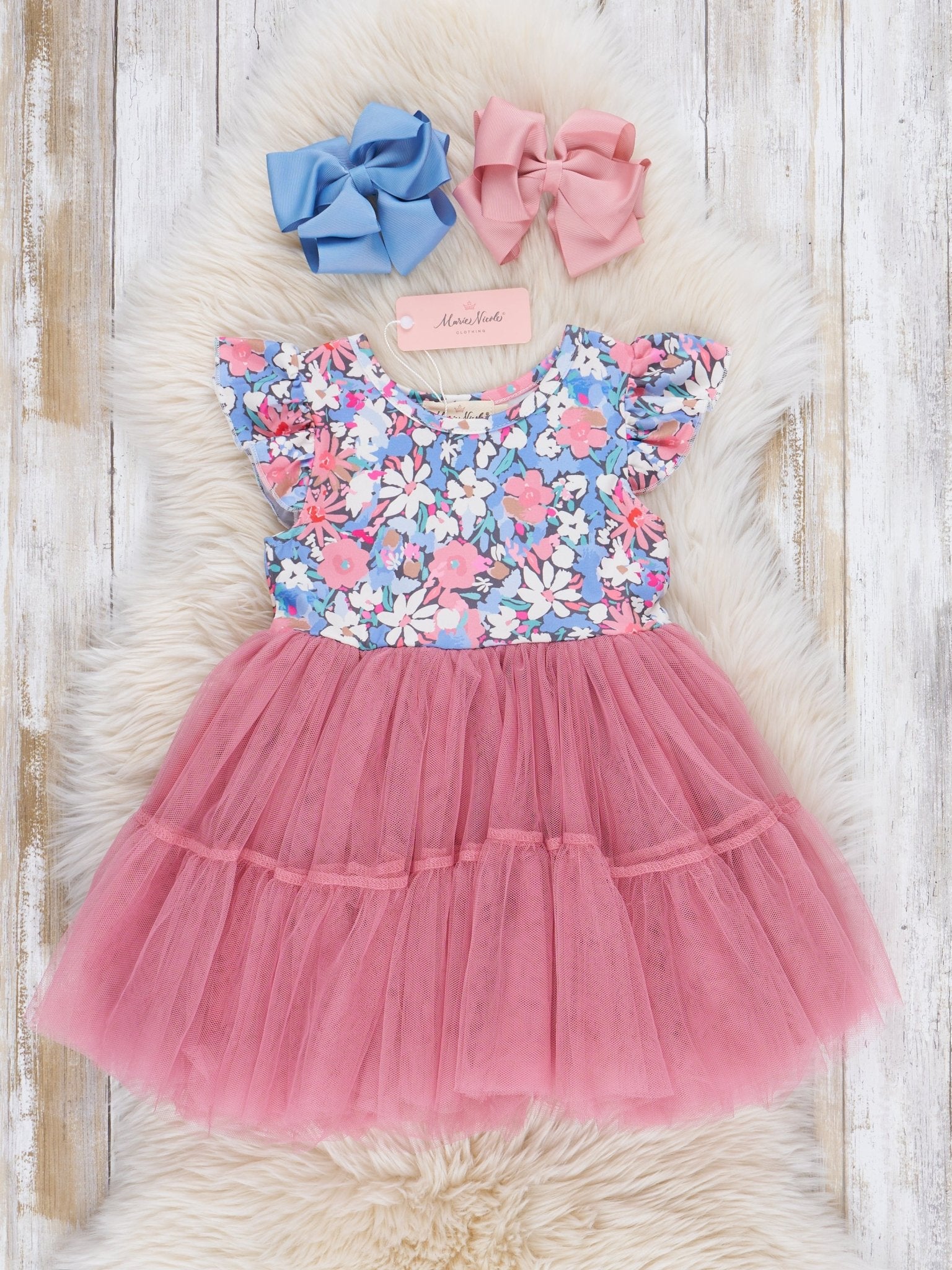 Mauve Blooms Tulle Dress - Marie Nicole Clothing