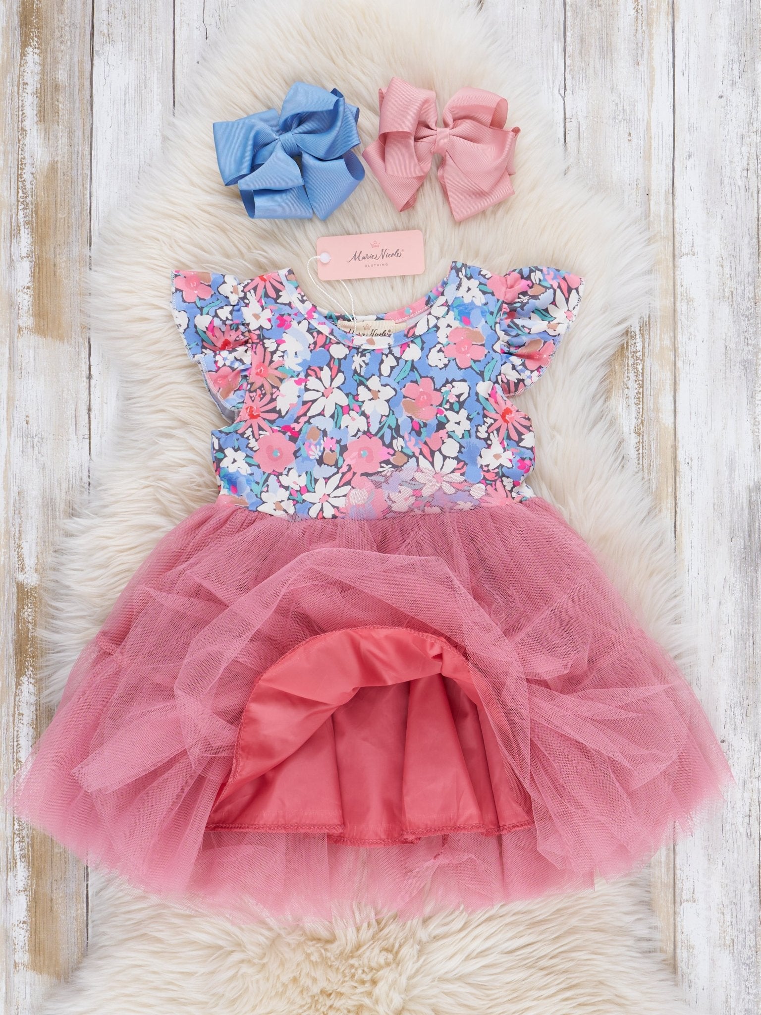 Mauve Blooms Tulle Dress - Marie Nicole Clothing