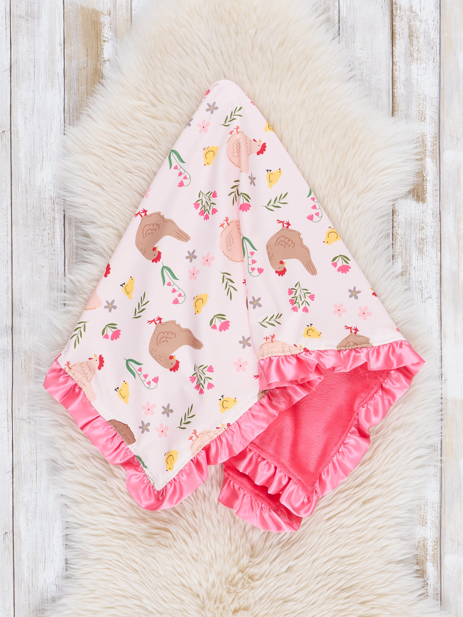 Pink Chickadee Minky Blanket - Marie Nicole Clothing