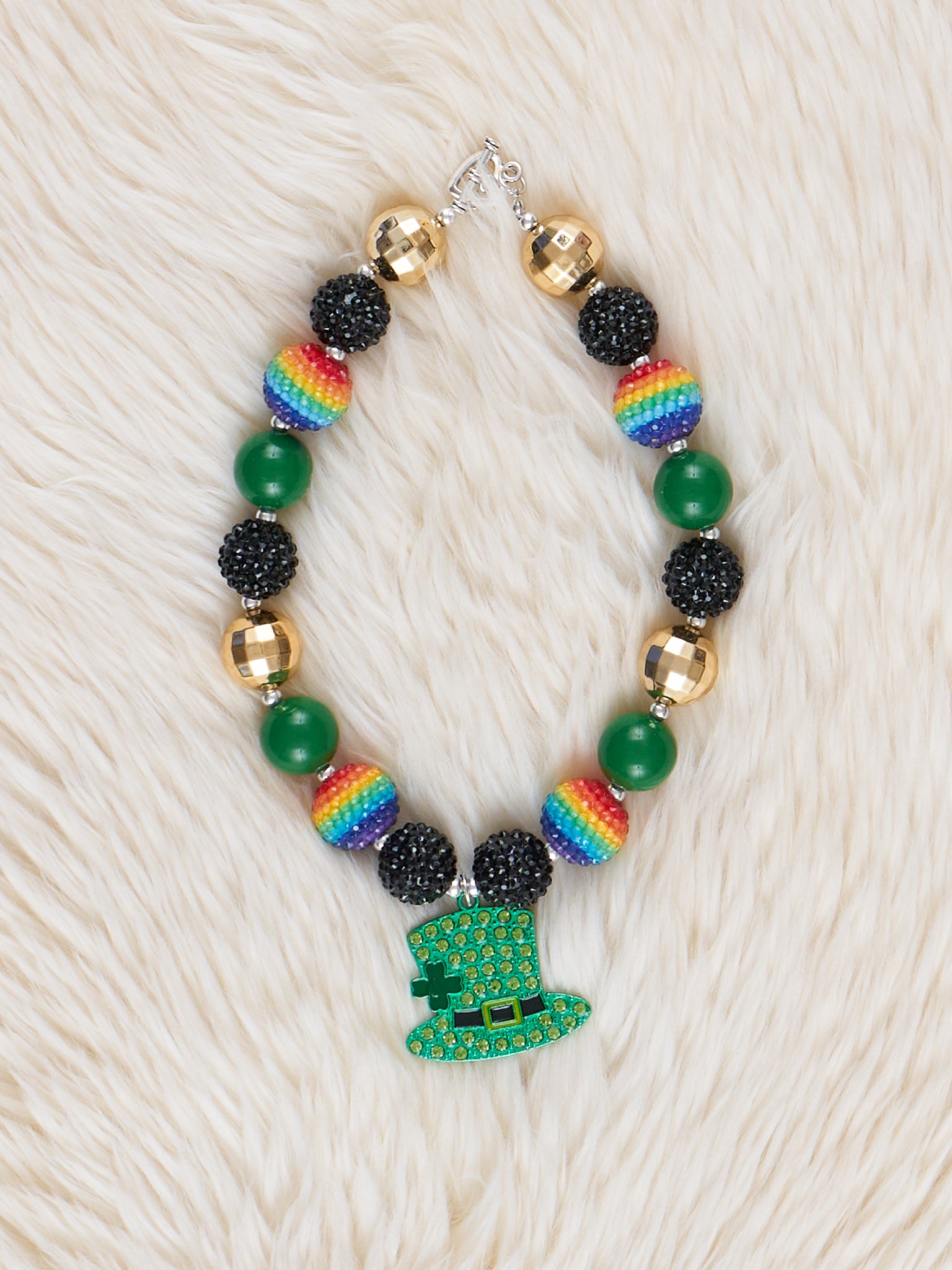 Leprechaun Hat Charm Bubblegum Necklace - Marie Nicole Clothing
