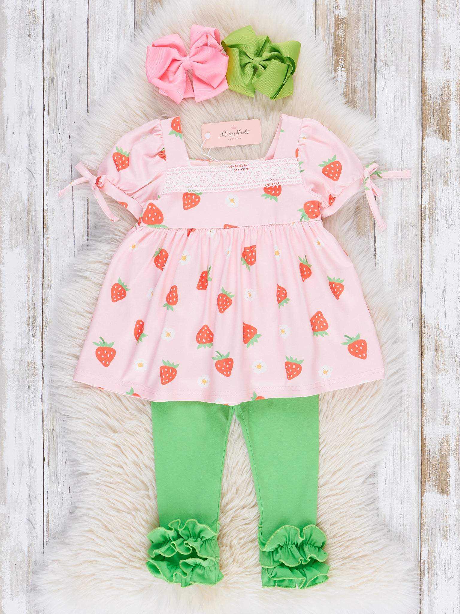 Pink Strawberry Patch Lace Outfit - Marie Nicole Clothing