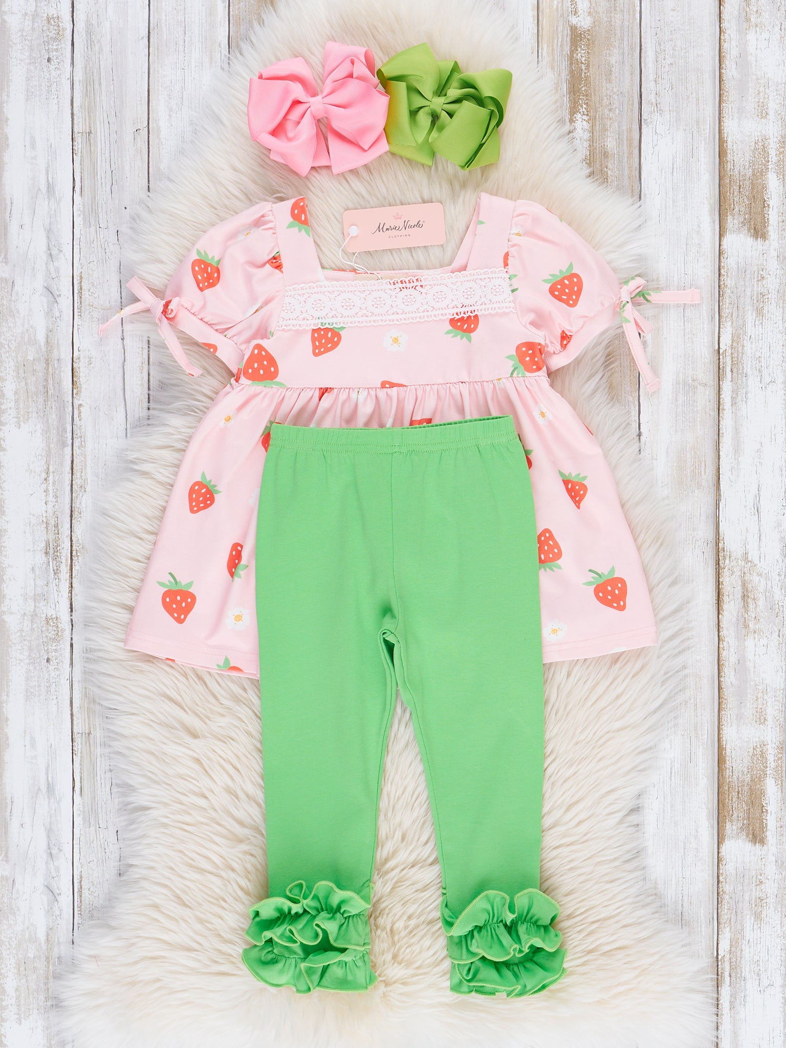 Pink Strawberry Patch Lace Outfit - Marie Nicole Clothing