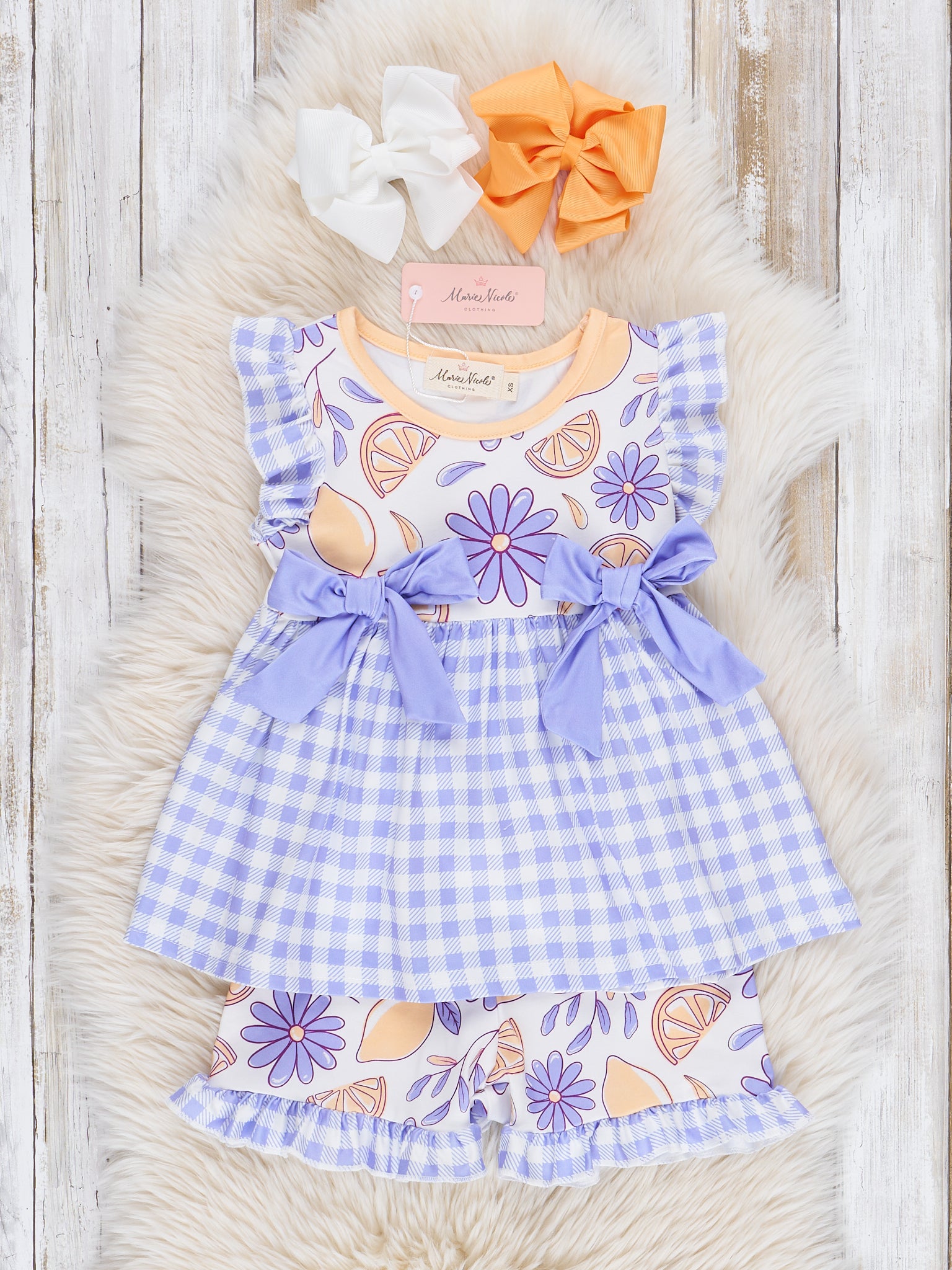 Lemon & Lavender Daisies Bloomers Outfit - Marie Nicole Clothing
