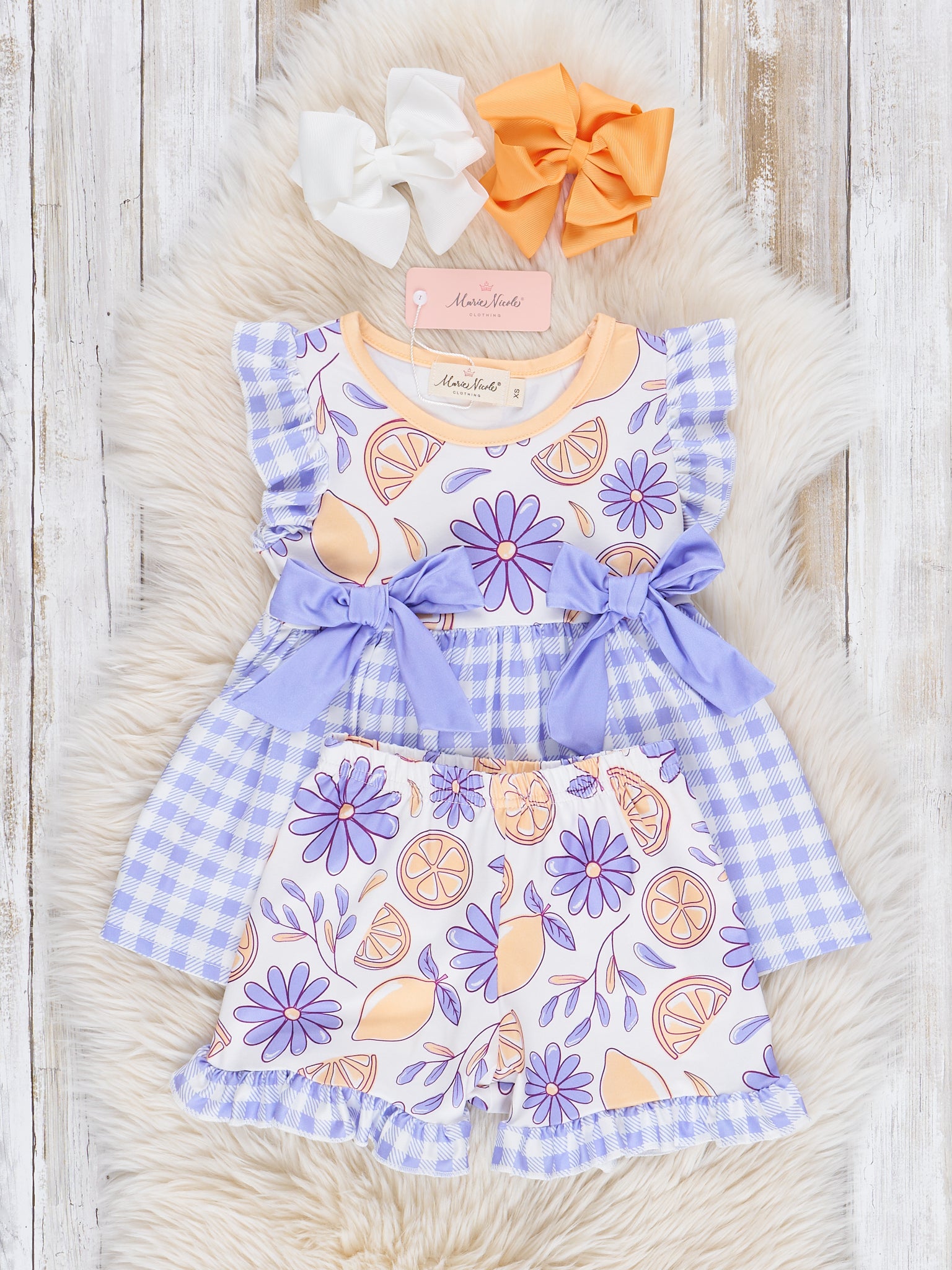 Lemon & Lavender Daisies Bloomers Outfit - Marie Nicole Clothing