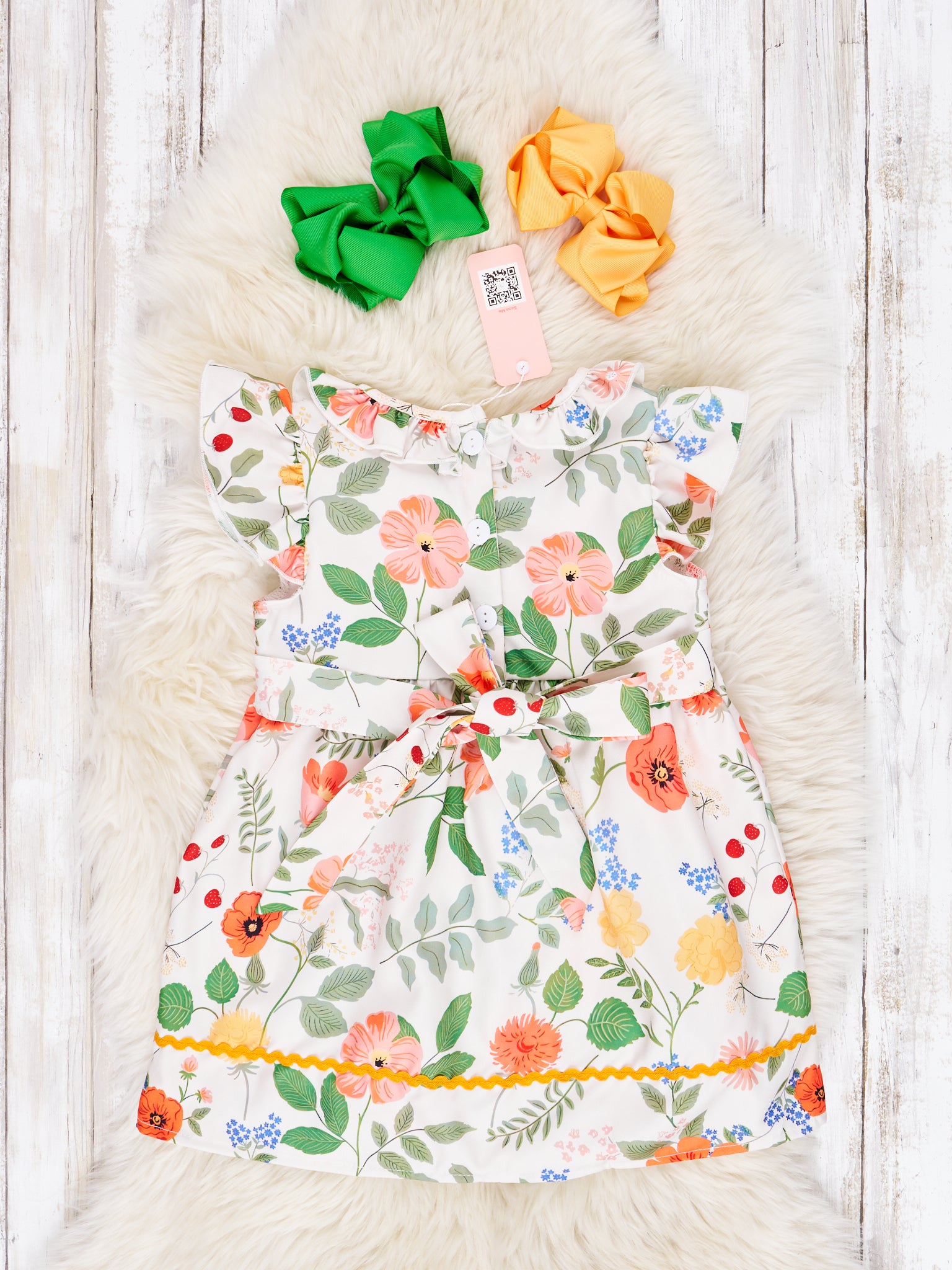 Smocked Summer Botanical Ruffle Dress - Marie Nicole Clothing