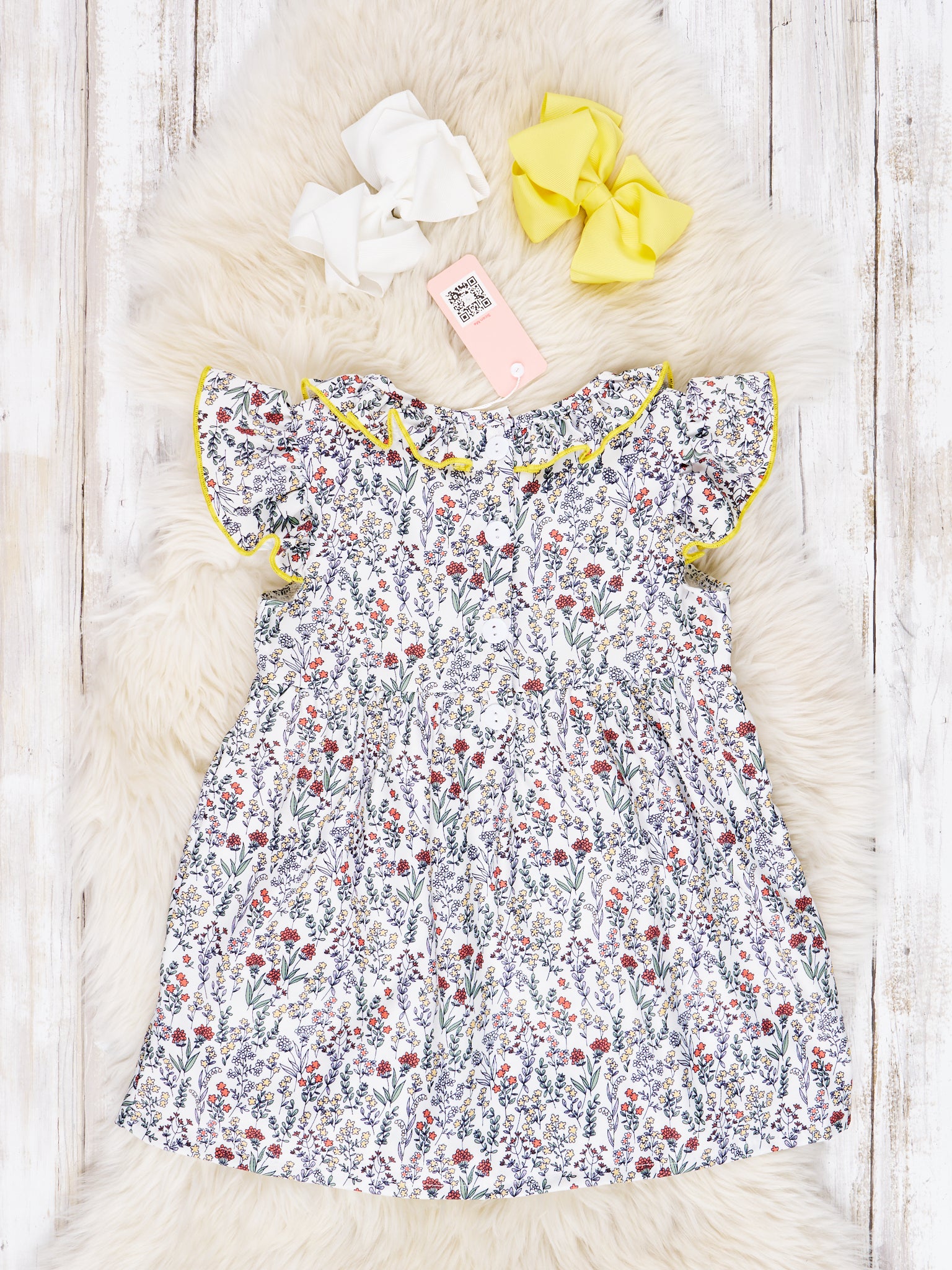 Smocked Ditsy Floral Ruffle Dress - Marie Nicole Clothing