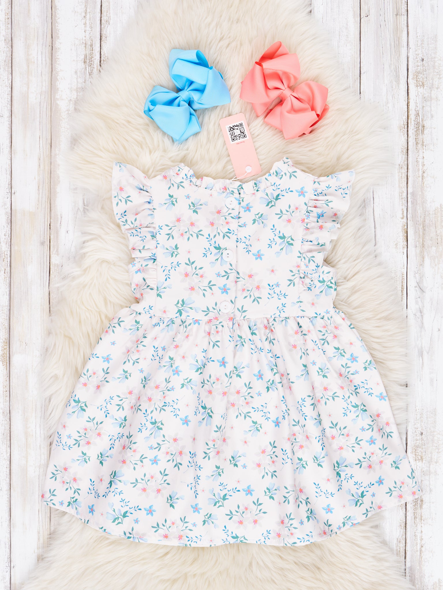 Cream Floral Ruffle Lace Dress - Marie Nicole Clothing