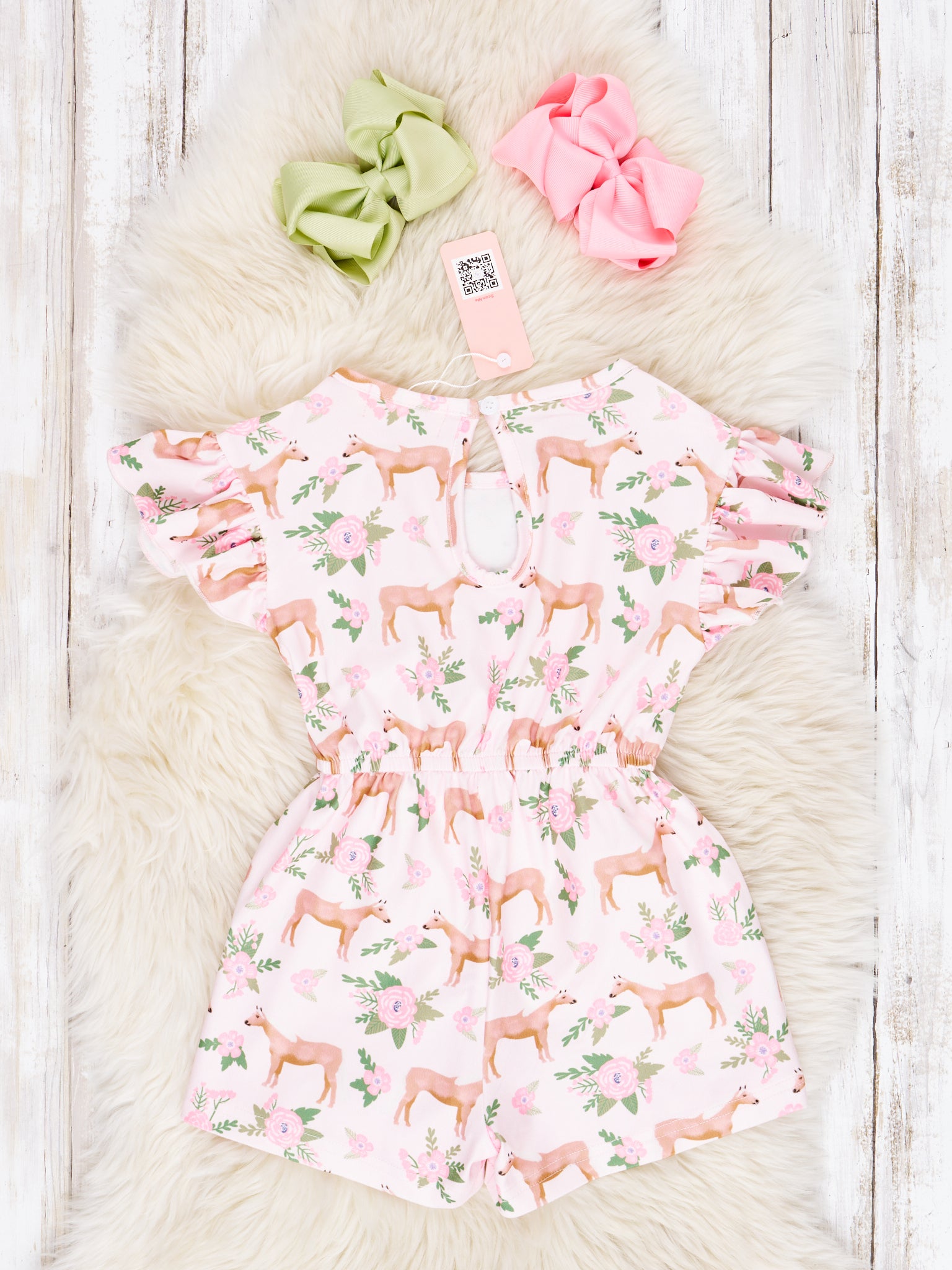 Sage Floral Horse Ruffle Jumpsuit - Marie Nicole Clothing
