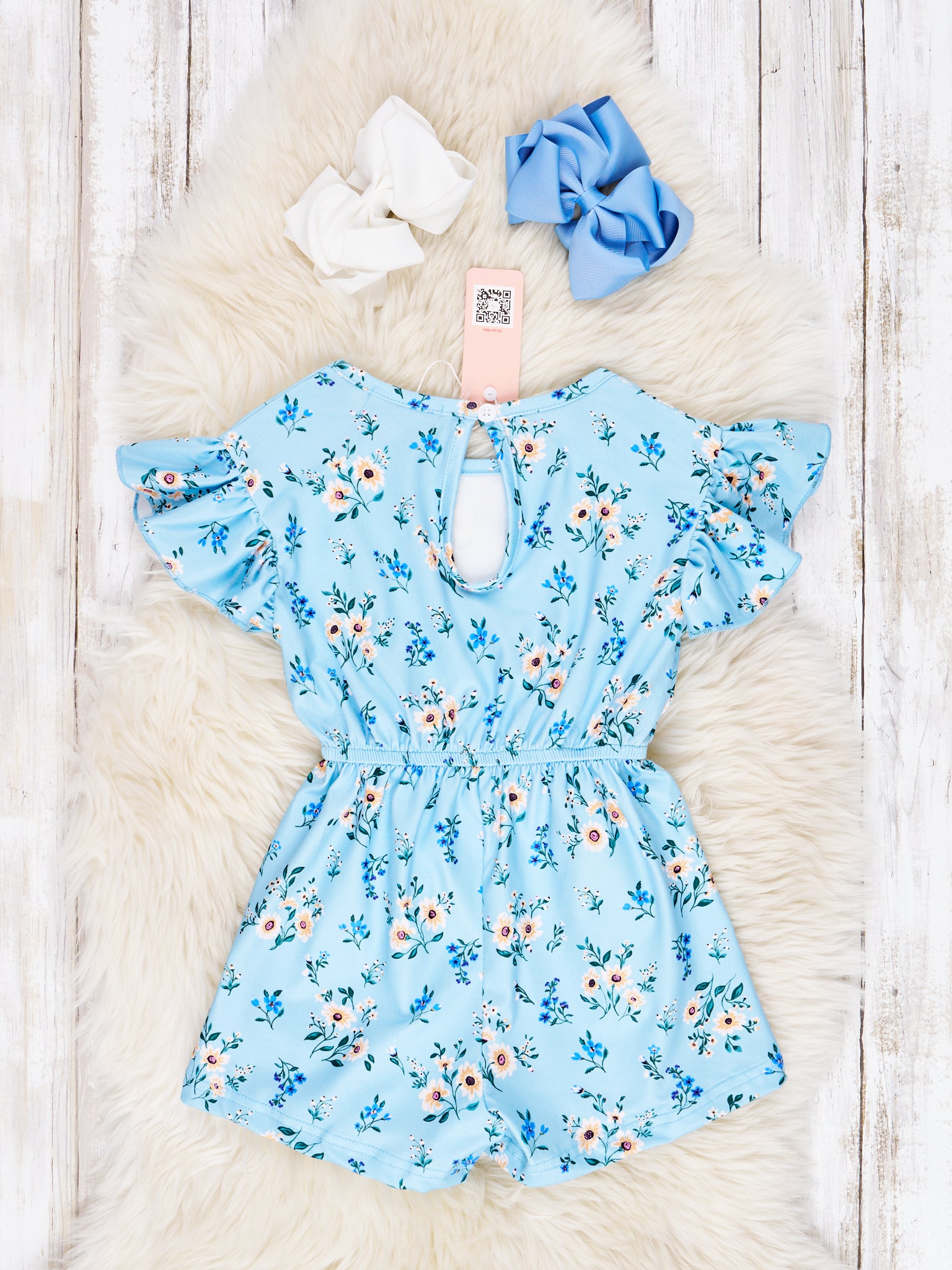 Cornflower Blue Floral Ruffle Jumpsuit - Marie Nicole Clothing