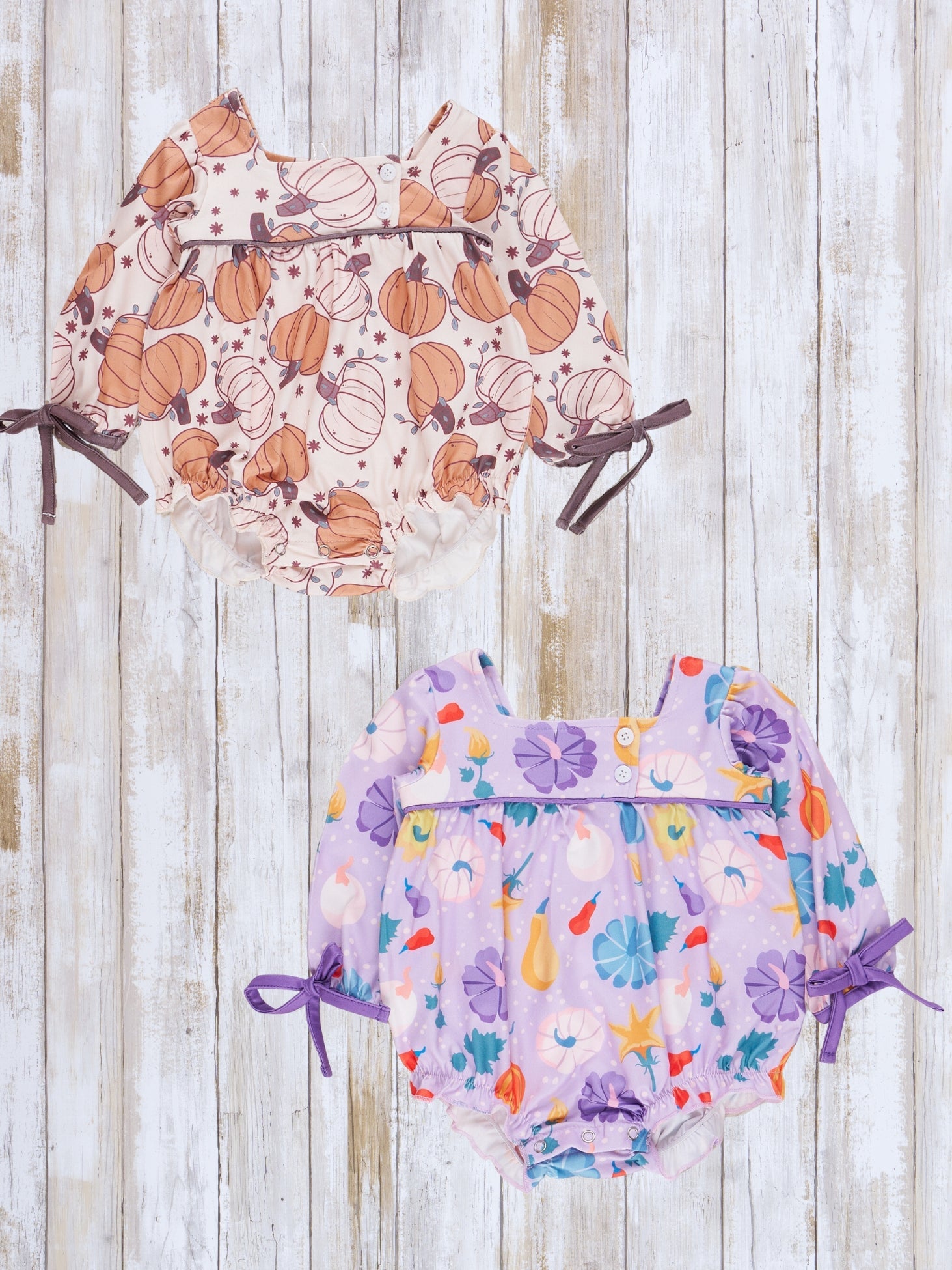 Bow Sleeve Pumpkins Romper - Marie Nicole Clothing