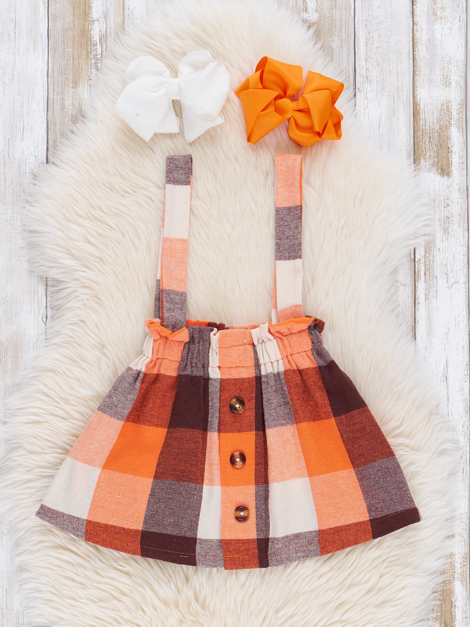 Pumpkin Spice Plaid Flannel Skirtall Set - Marie Nicole Clothing
