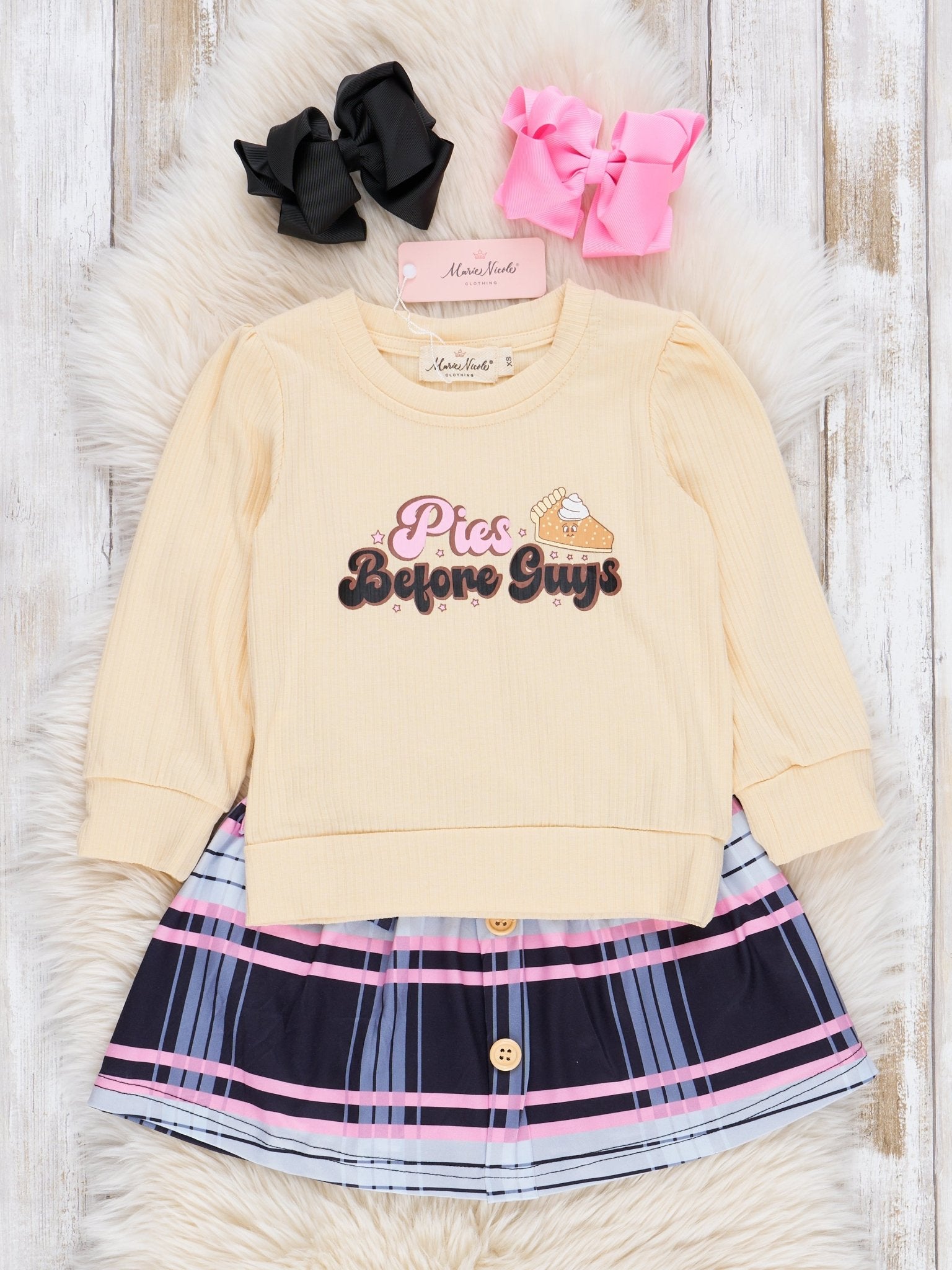 "Pies Before Guys" Plaid Outfit w/ Flannel Skirt - Marie Nicole Clothing