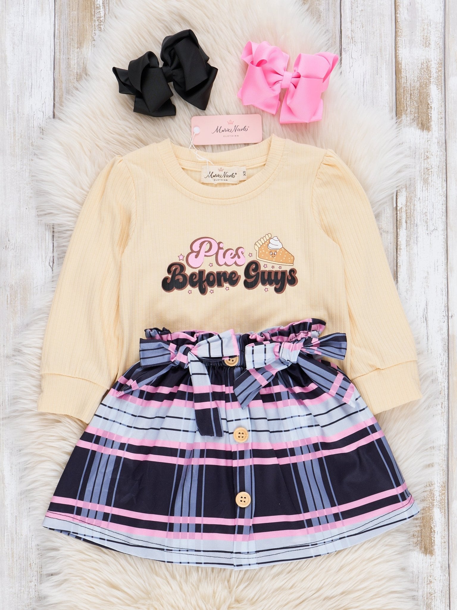 "Pies Before Guys" Plaid Outfit w/ Flannel Skirt - Marie Nicole Clothing