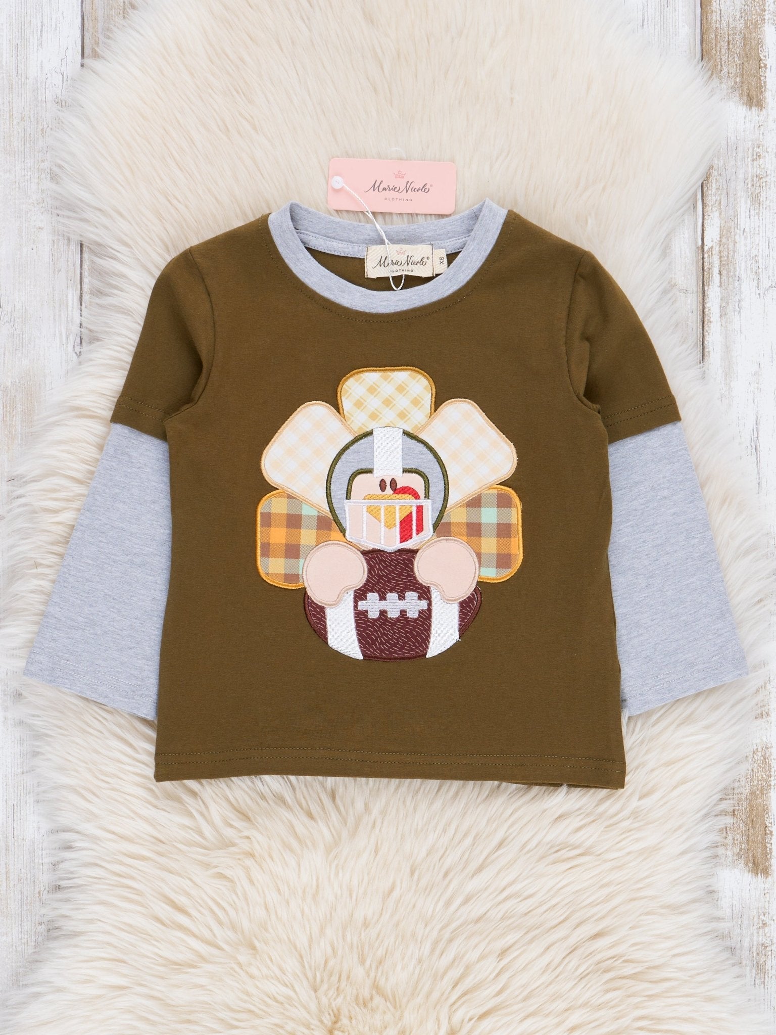 Olive Embroidered Turkey Shirt - Marie Nicole Clothing